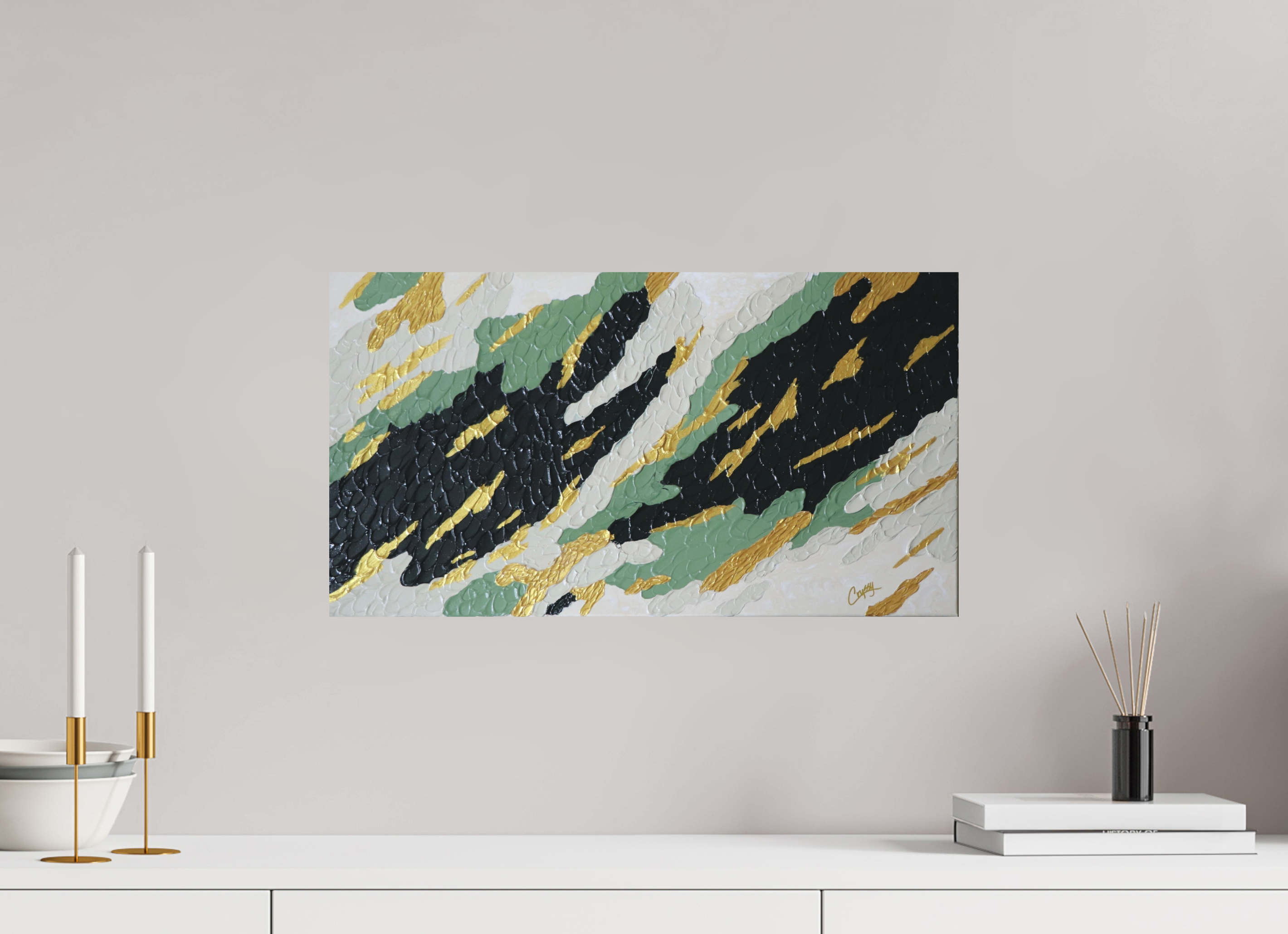 21.9 x 12″, *Photo Print on Fuji Silk with Black Frame Gilded Forest - Textured Acrylic Art