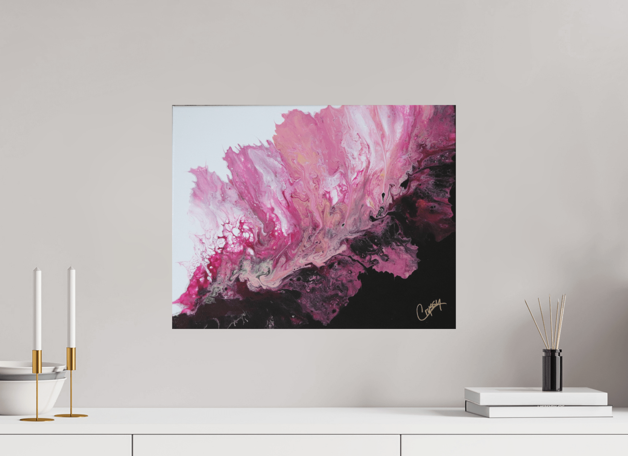 Pink Magma - Original Dutch Pour - The Living Abstract
