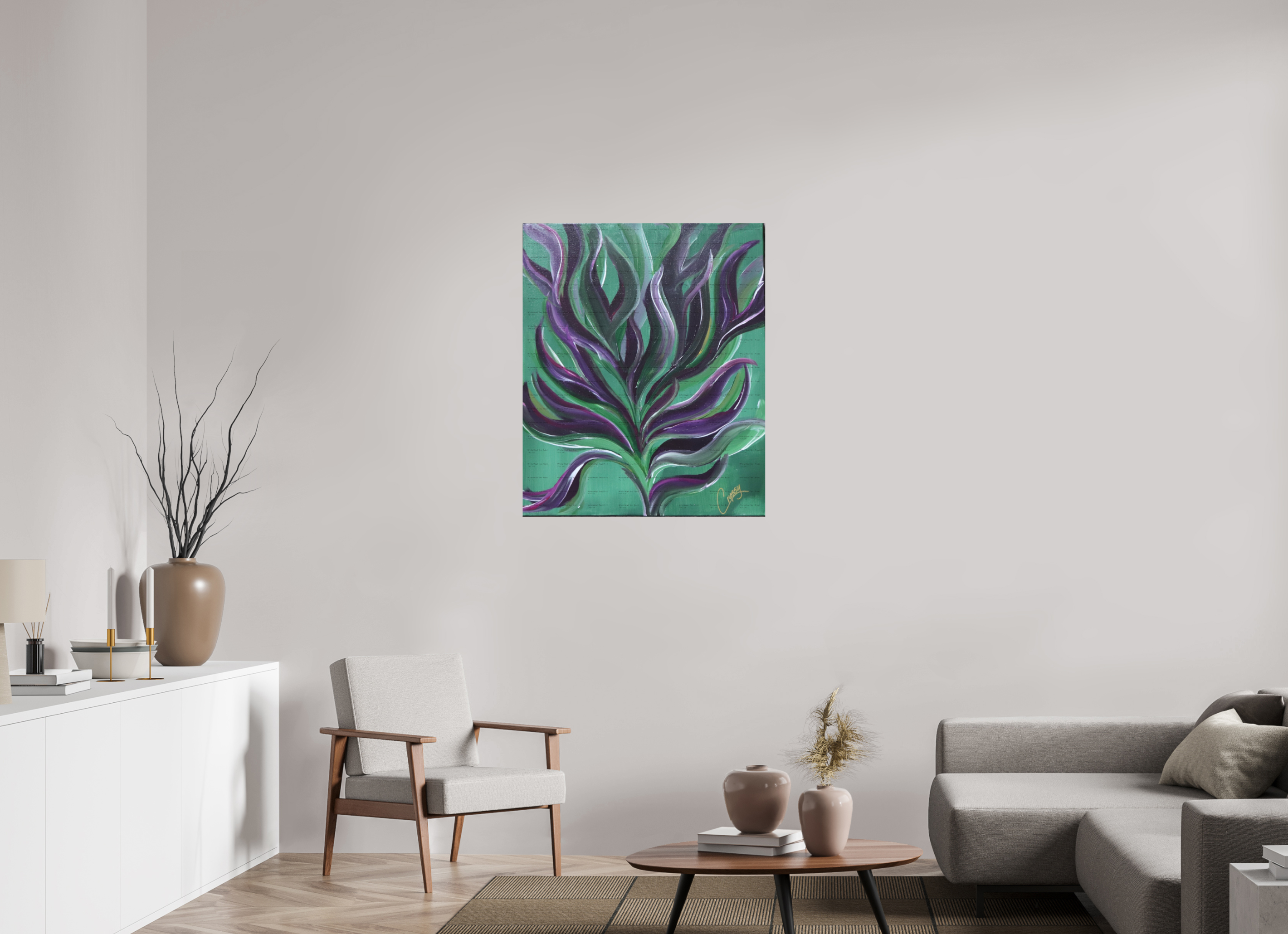 31 x 37.5″, *SAMPLE Photo Print on Fuji Silk Paper no frame Large Botanical - Original Abstract Acrylic Painting
