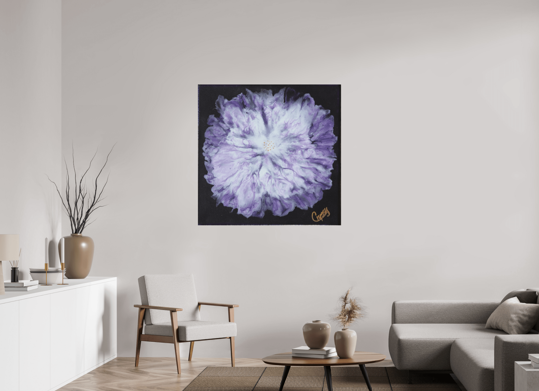 Purple Paisley - Original Acrylic Dutch Pour Painting - The Living Abstract