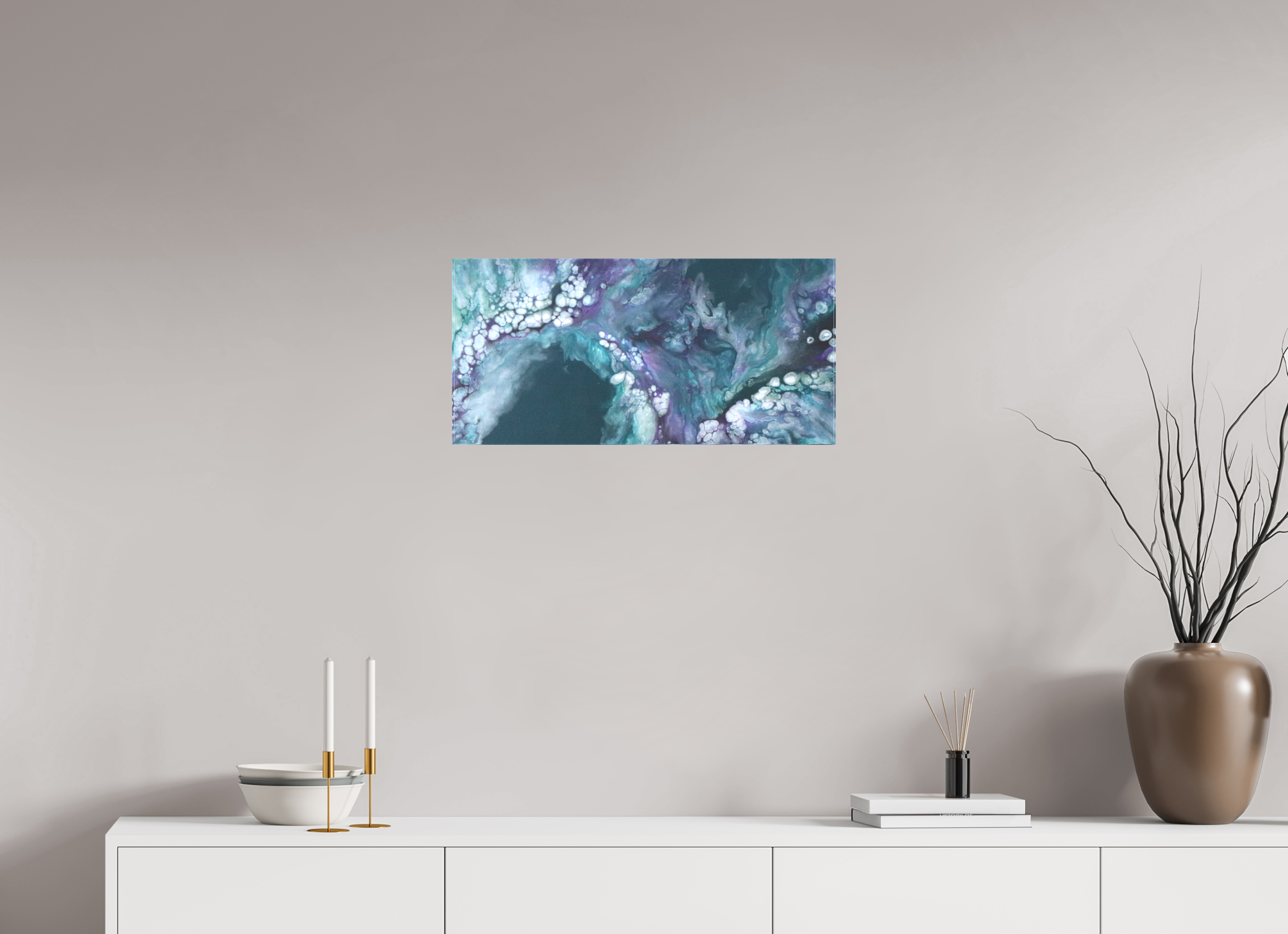25.2 x 12″, *1.25" Matte Canvas No Frame Teal Tidal Wave