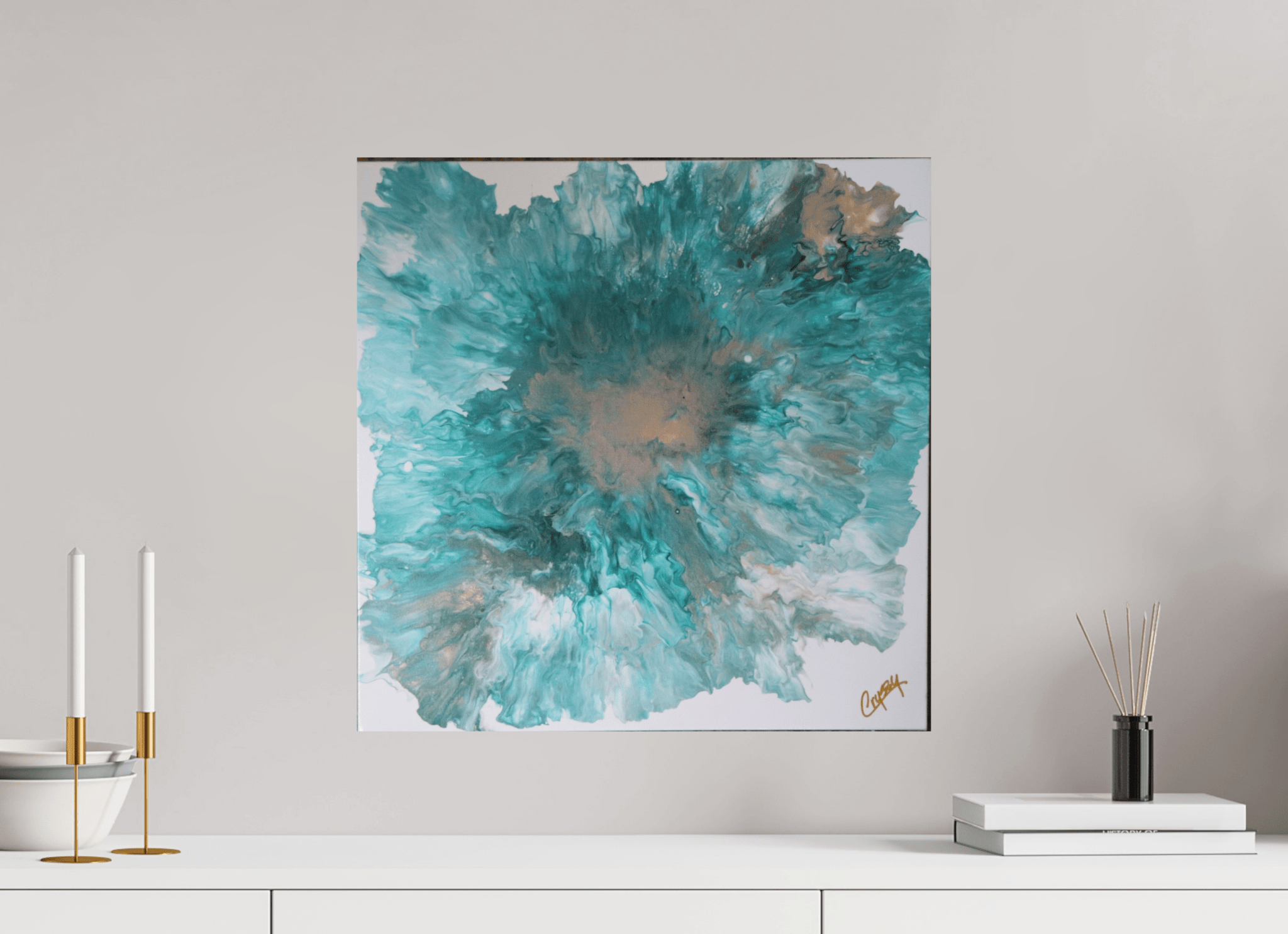 Blue Paisley Dutch Pour - Original Acrylic Dutch Pour Painting - The Living Abstract