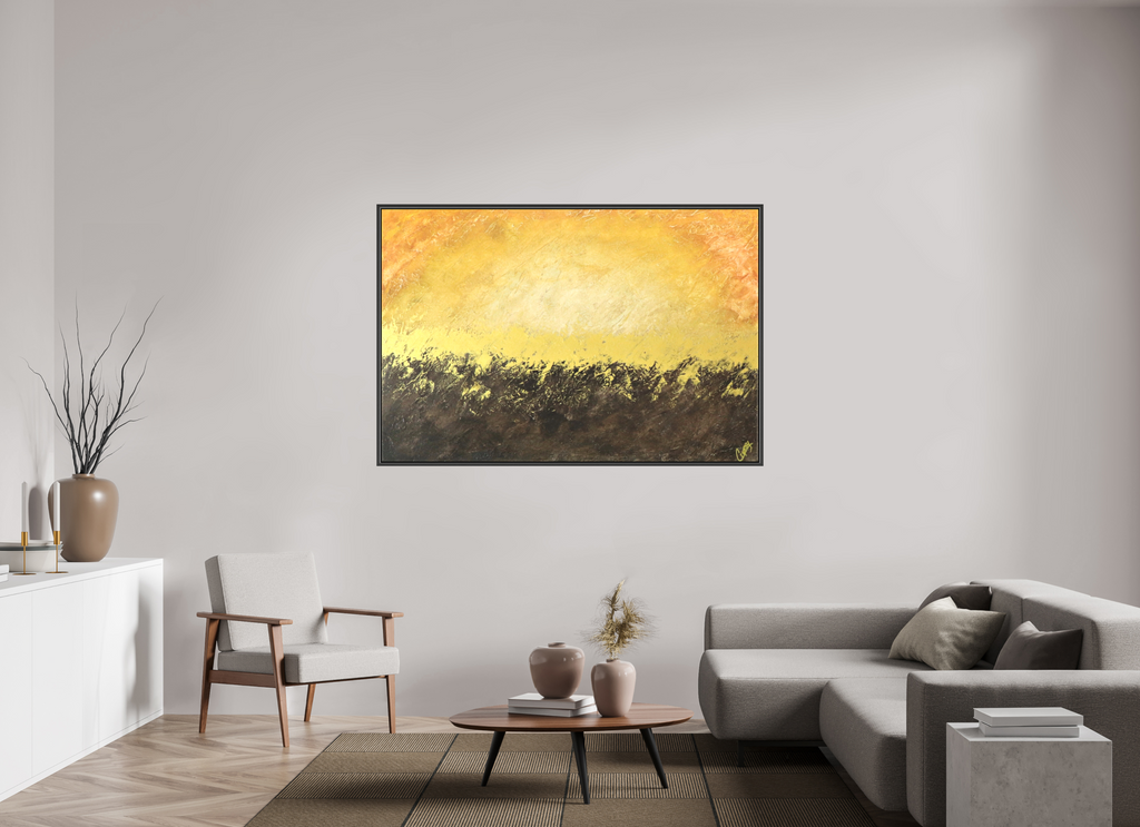 66 x 44″, *.7" Matte Canvas with Black Oak Frame Golden Sunset