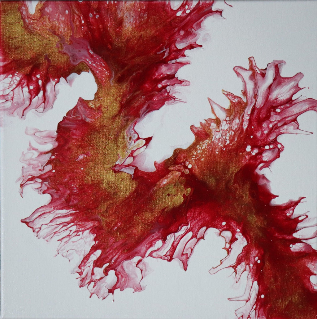 Red and Gold II Dutch Pour - The Living Abstract