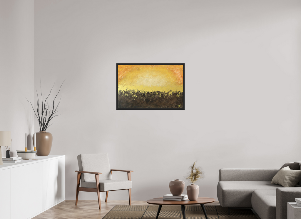 36 x 24″, *Photo Print Under Acrylic Glass Black Matte Frame Golden Sunset