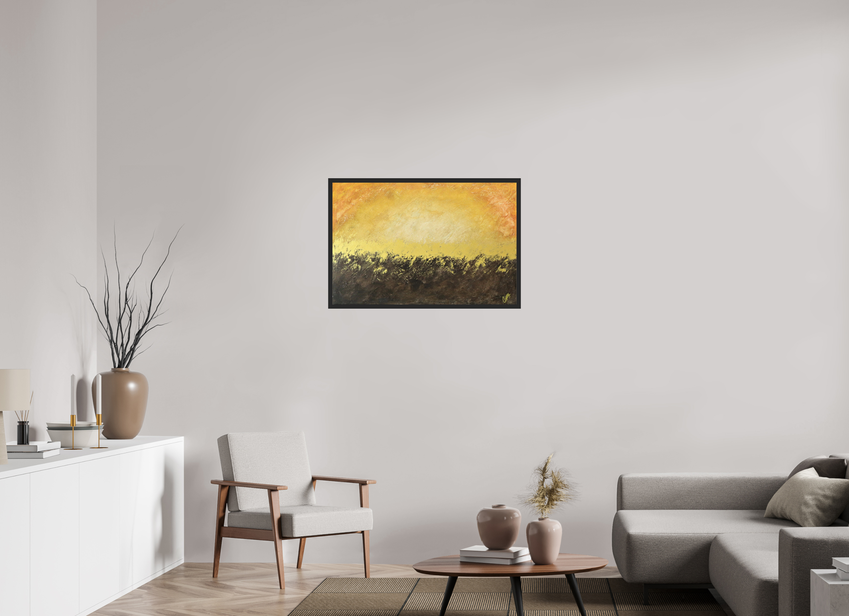 36 x 24″, *Photo Print Under Acrylic Glass Black Matte Frame Golden Sunset