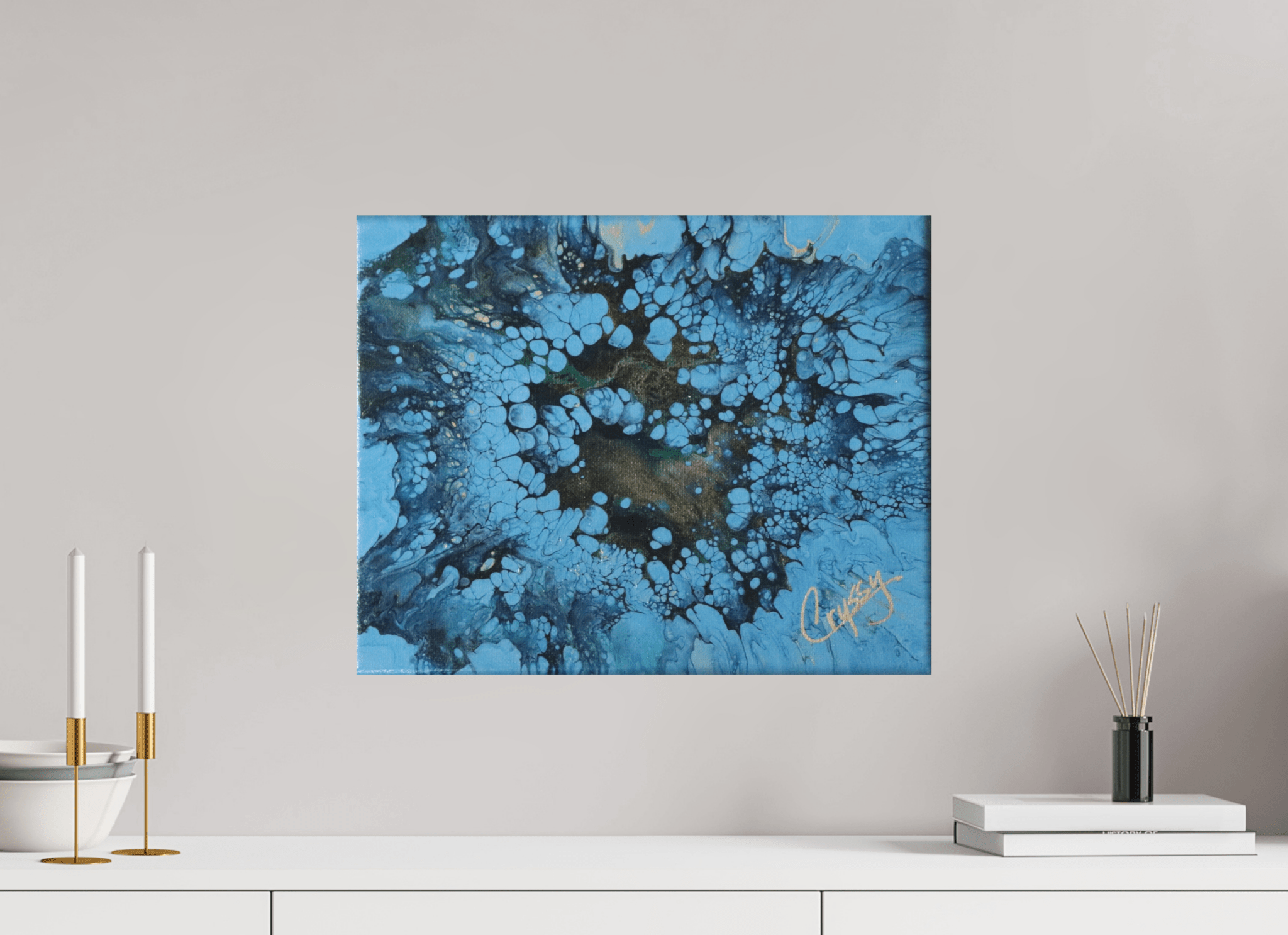 Small Peacock Pour - Original Acrylic Art - The Living Abstract