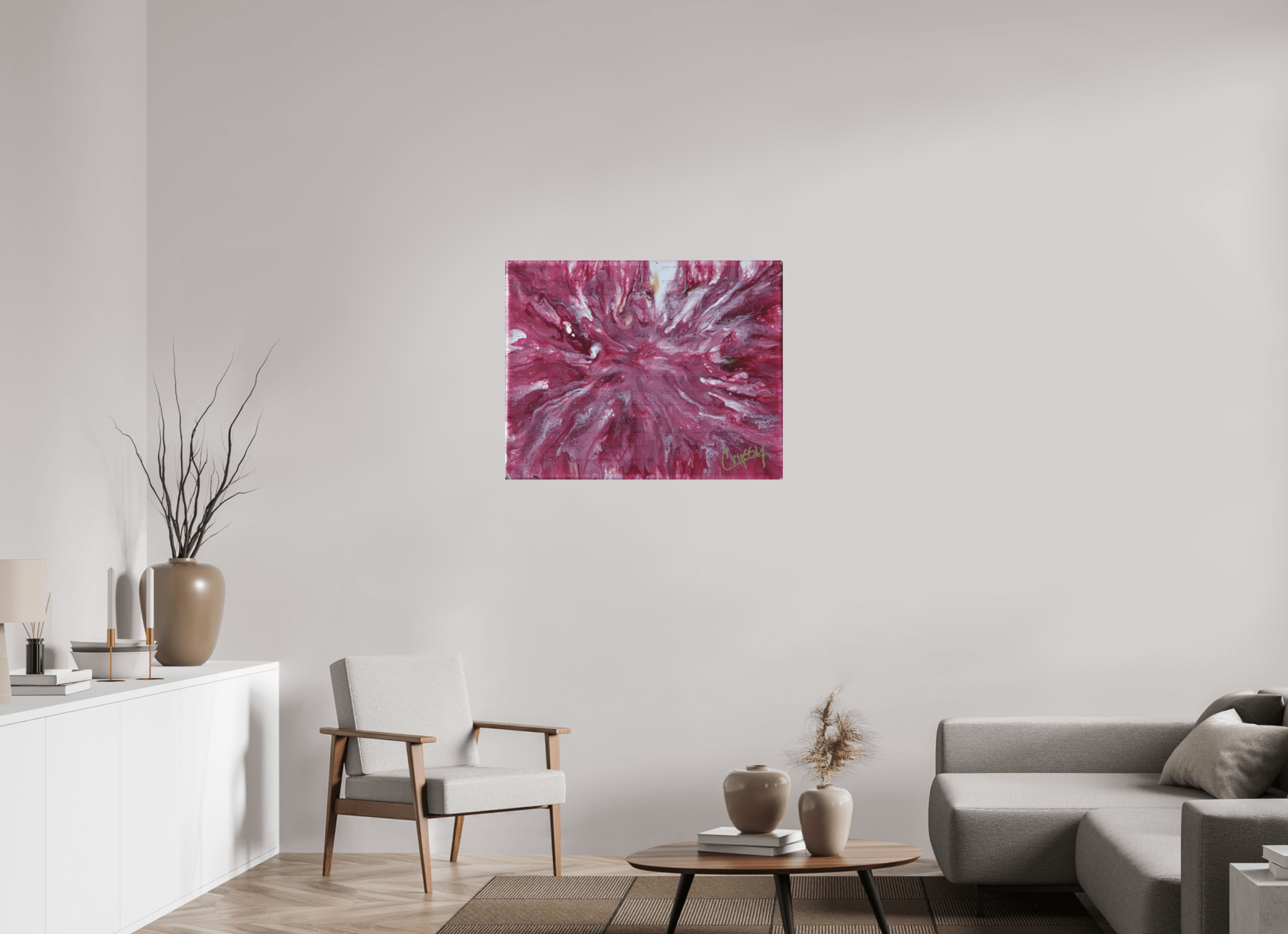 Pink Explosion - Original Dutch Pour Acrylic Painting - The Living Abstract