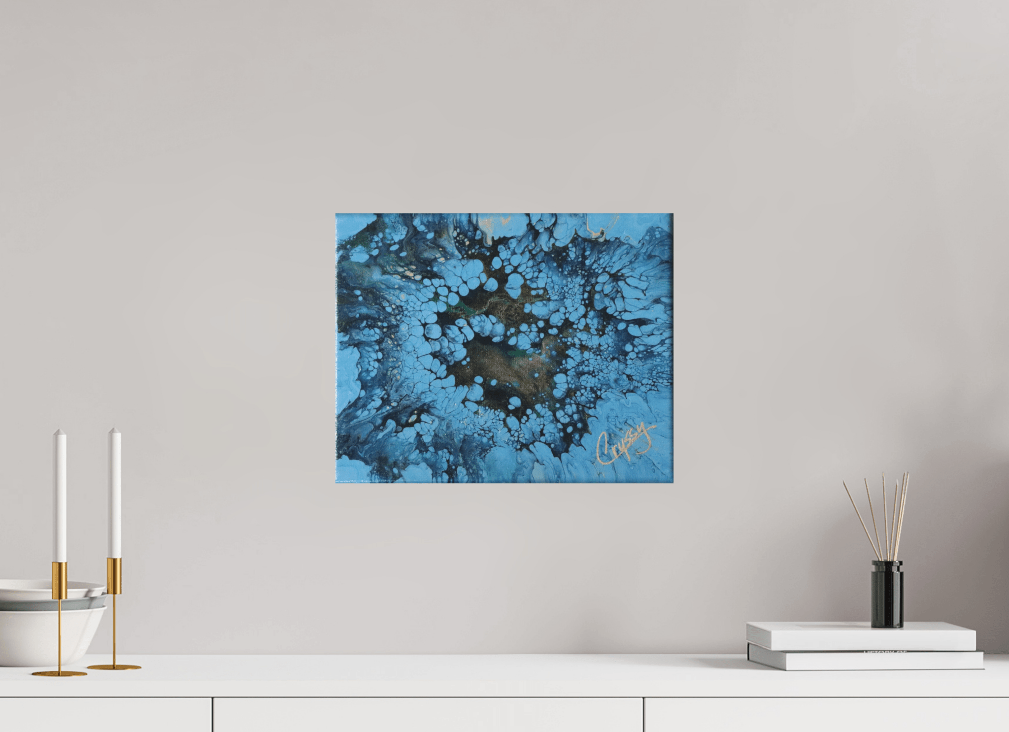 Small Peacock Pour - Original Acrylic Art - The Living Abstract