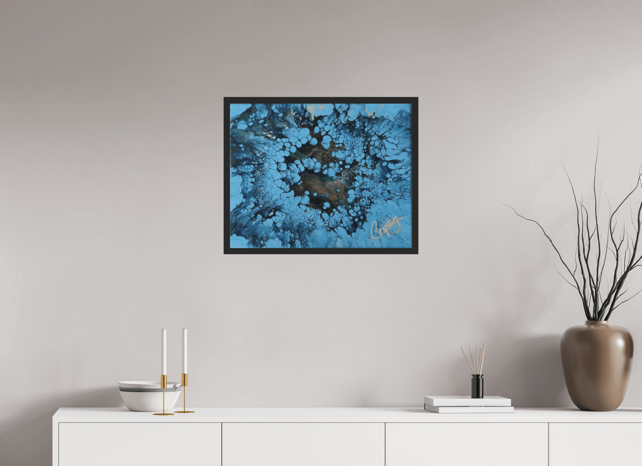 Small Peacock Pour - Original Acrylic Art - The Living Abstract