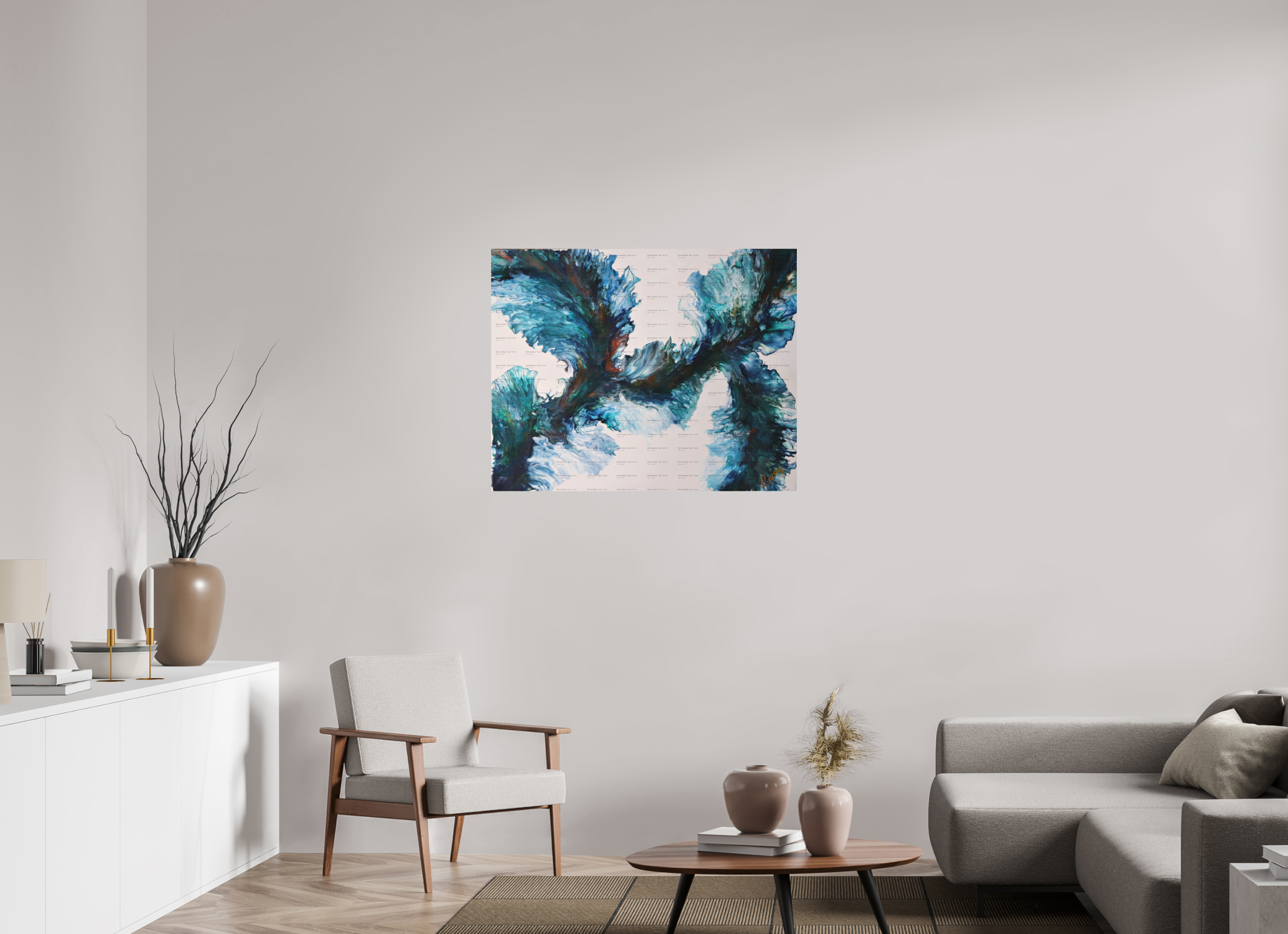 39.1 x 31″, *SAMPLE Photo Print on Fuji Silk Paper no frame River Blues - Original Dutch Pour Painting
