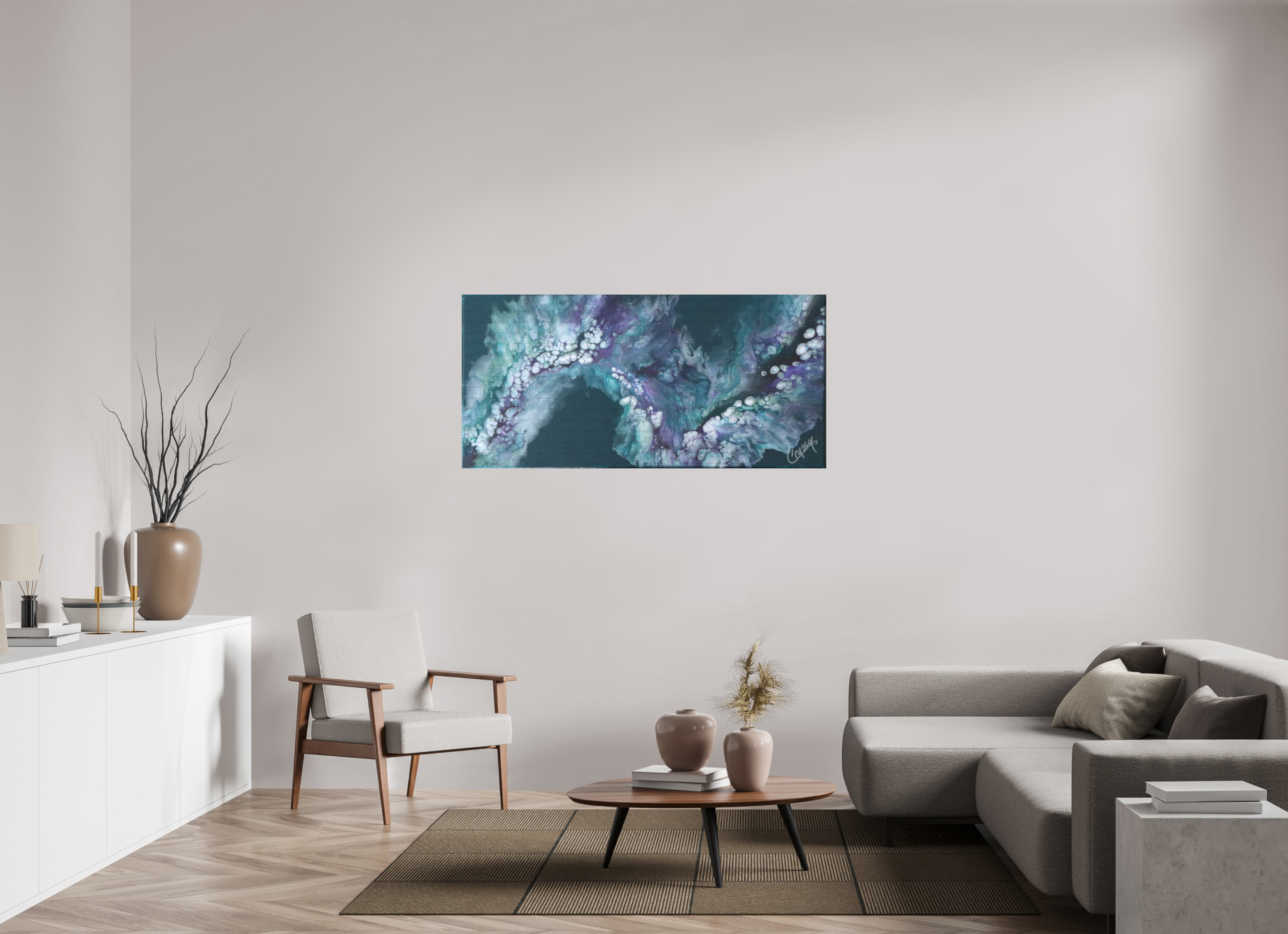 58.7 x 28″, *SAMPLE Photo Print on Fuji Silk Paper no frame Teal Tidal Wave