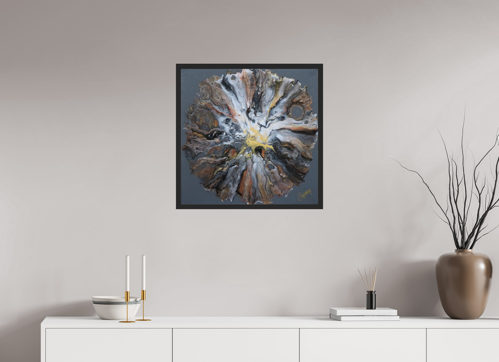 24.3 x 24″, *Photo Print Under Acrylic Glass Black Matte Frame copper Bloom