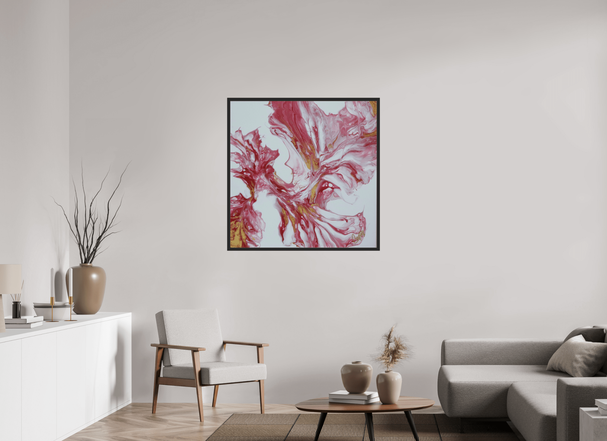 Red and Gold - Original Dutch Pour Painting - The Living Abstract
