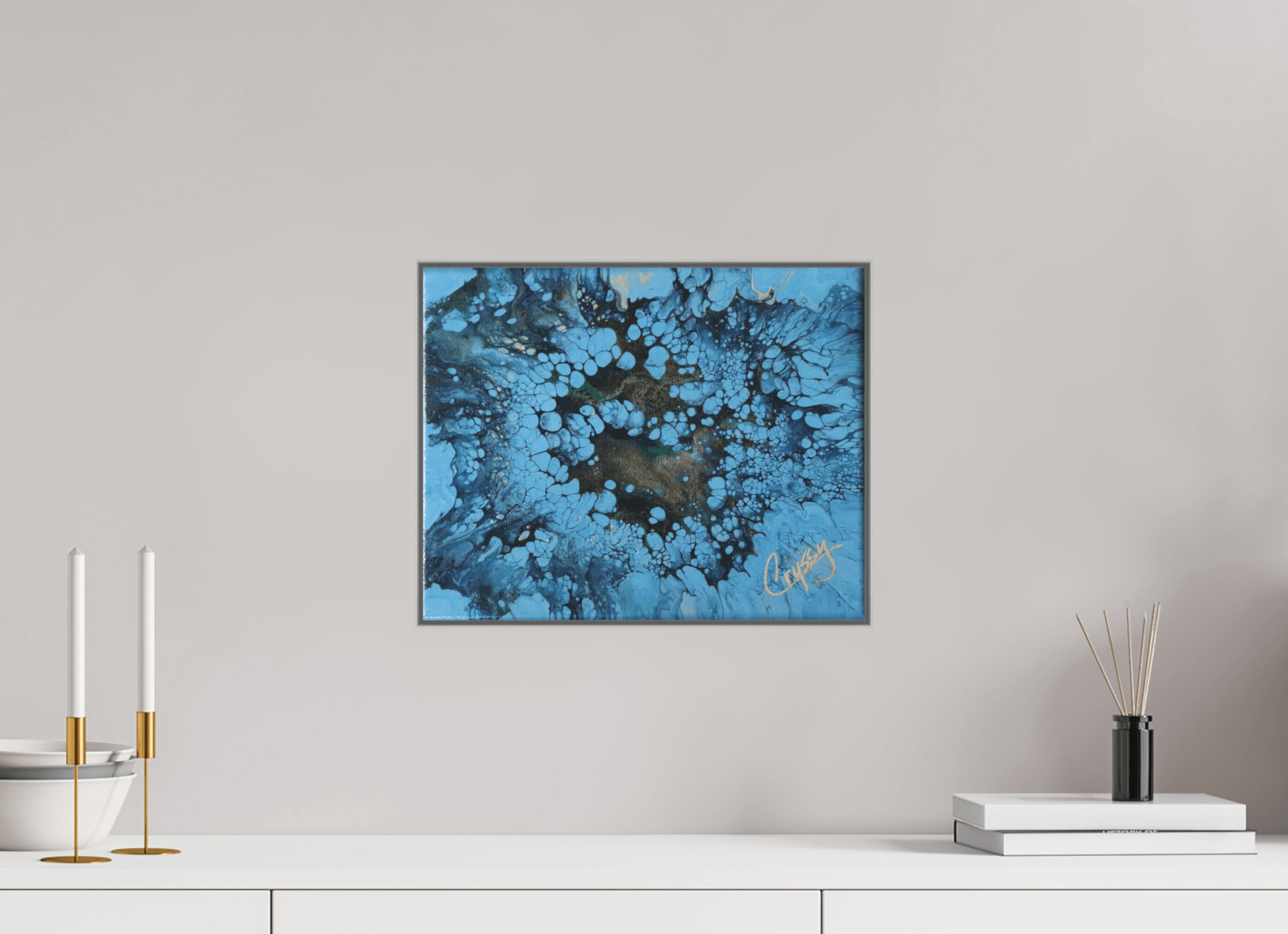 Small Peacock Pour - Original Acrylic Art - The Living Abstract