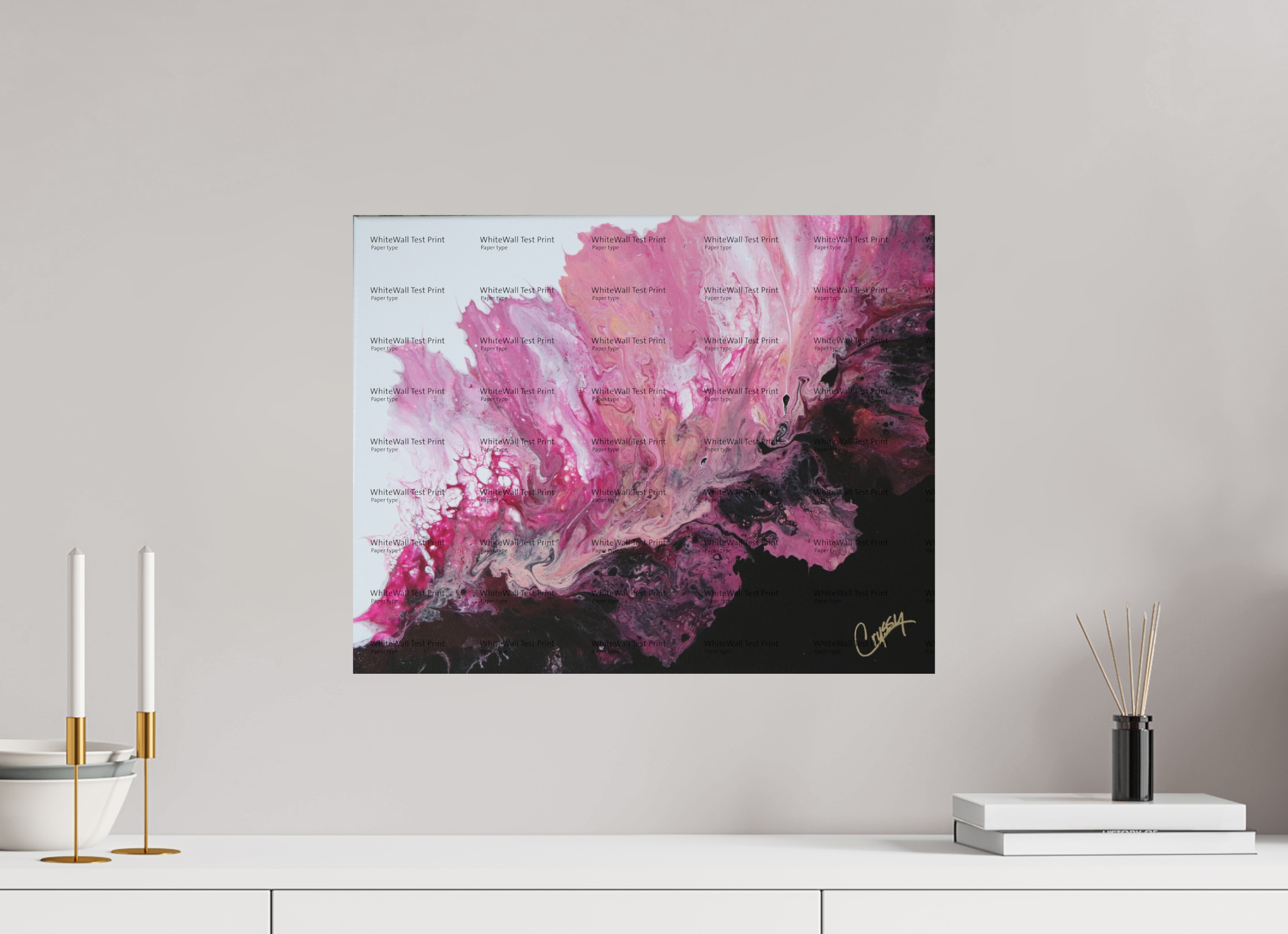 20.3 x 16″, *SAMPLE Photo Print on Fuji Silk Paper no frame Pink Magma - Original Dutch Pour