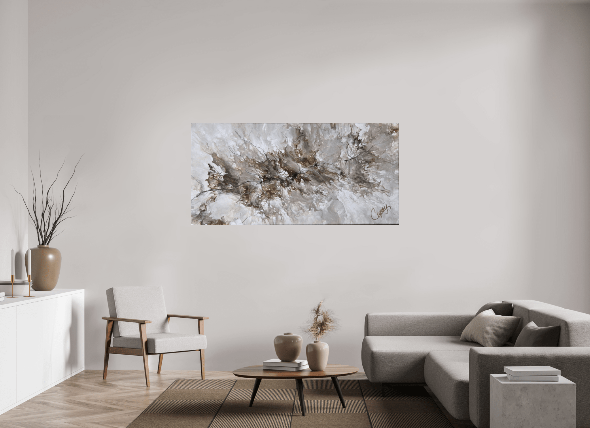 Beige Marble - Original Dutch Pour - The Living Abstract