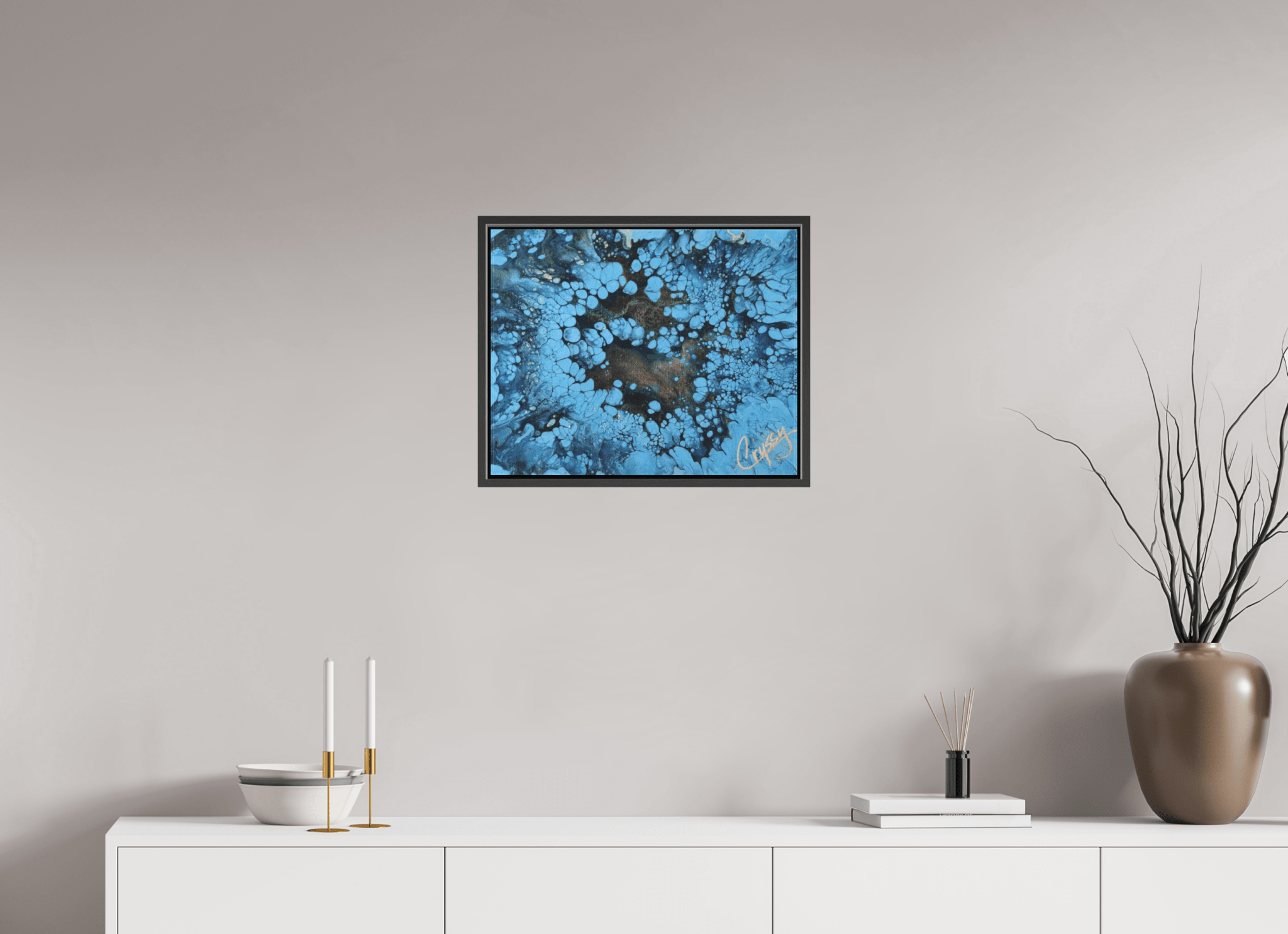 Small Peacock Pour - Original Acrylic Art - The Living Abstract