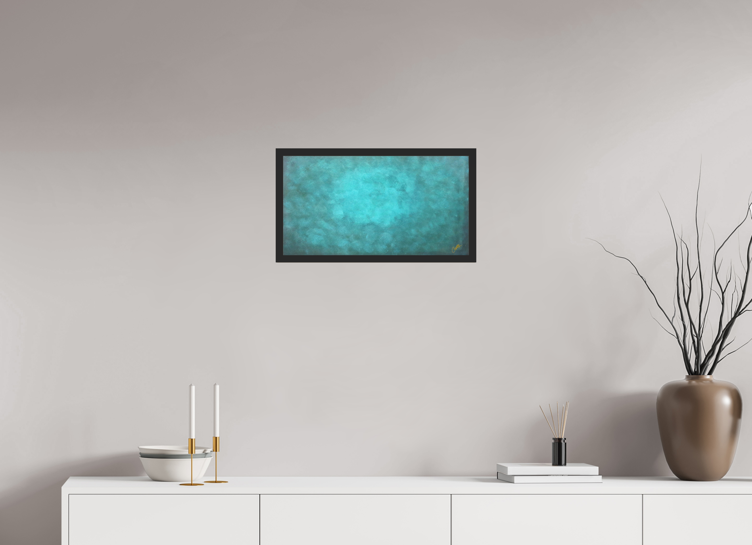 21.9 x 12″, *Photo Print Under Acrylic Glass Black Matte Frame Emerald Fade