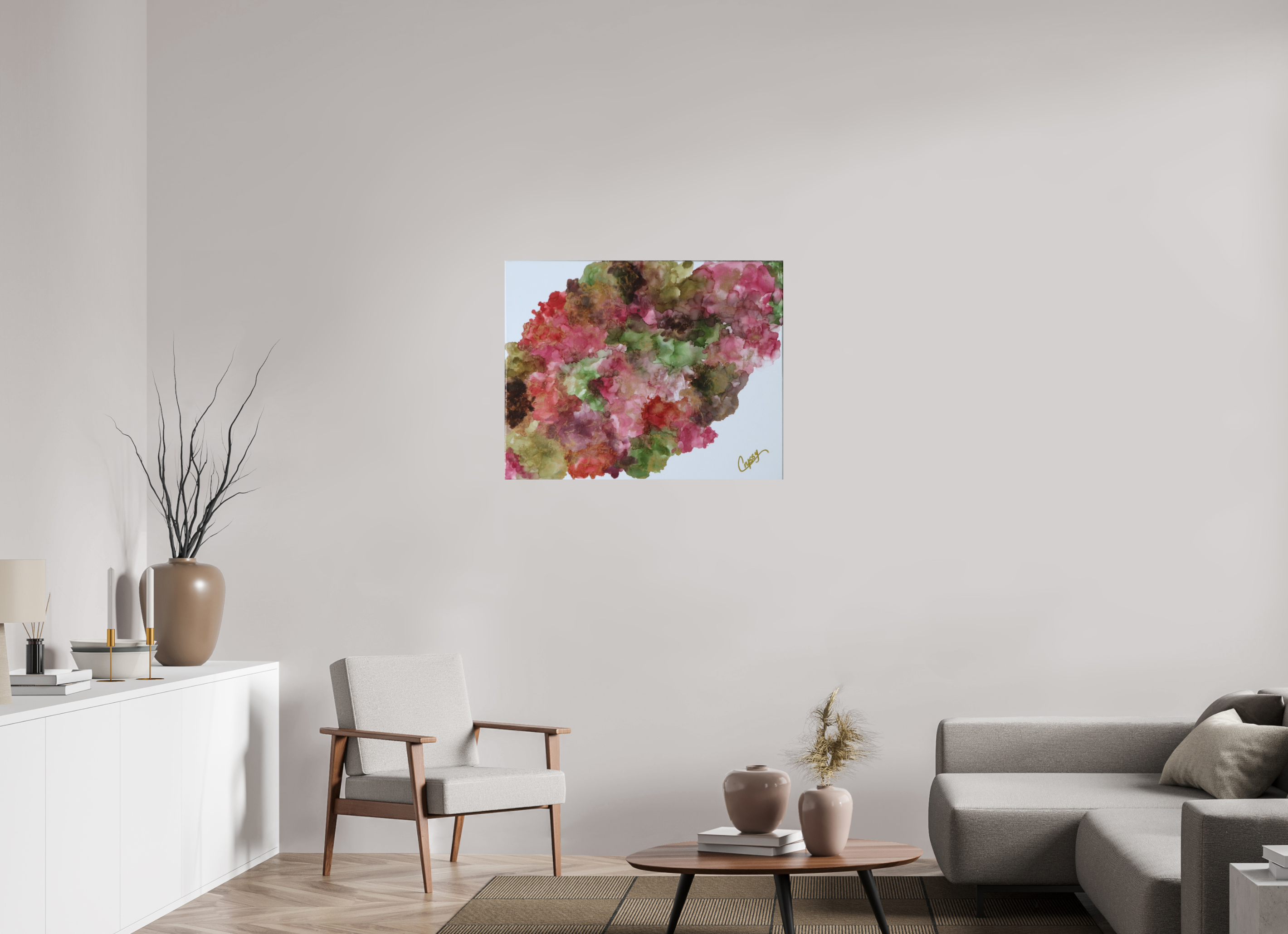 35.6 x 28″, *Photo Print on Fuji Silk with Black Frame Floral Density