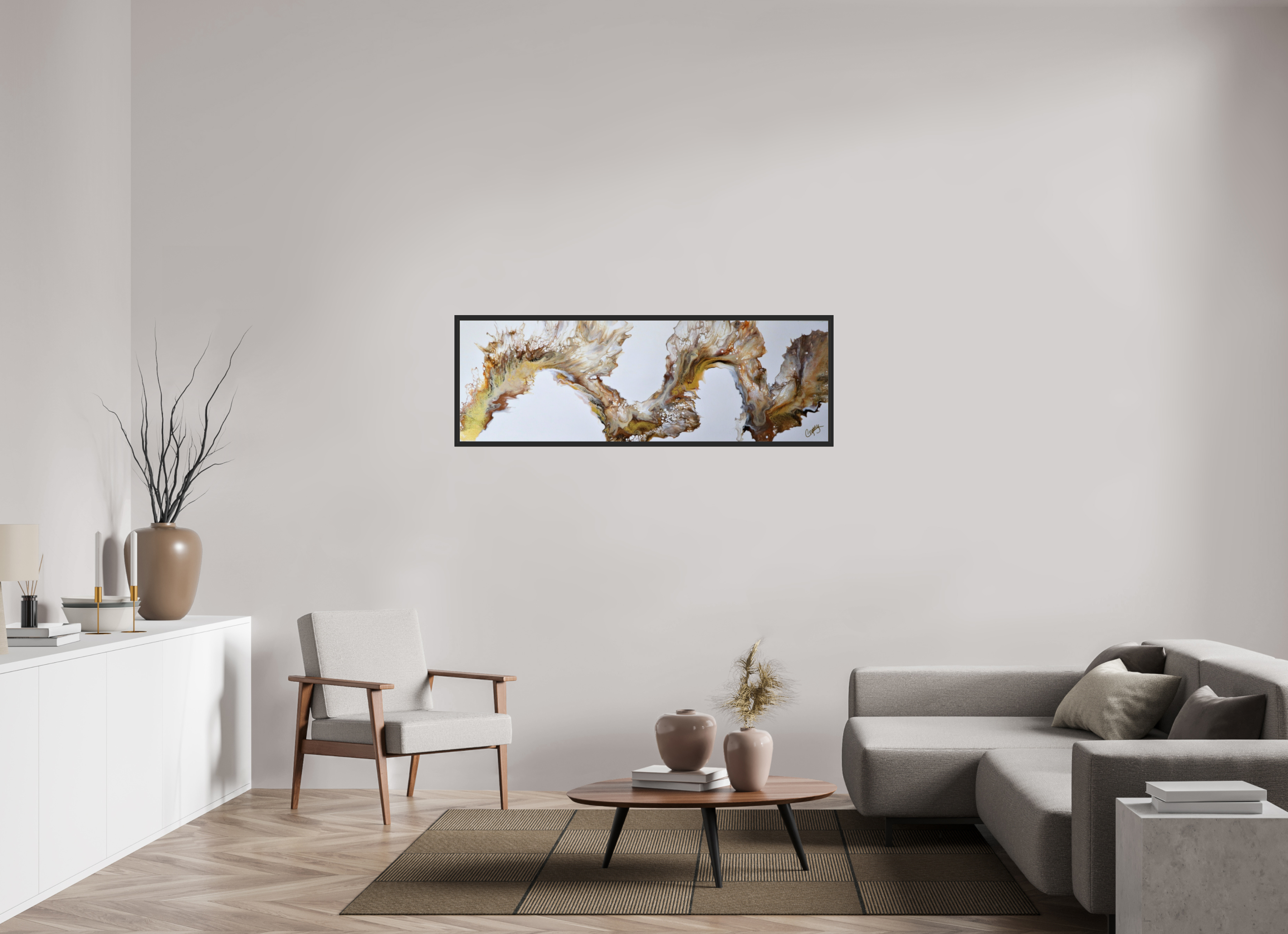59.6 x 20″, *Photo Print Under Acrylic Glass Black Matte Frame Desert Sands