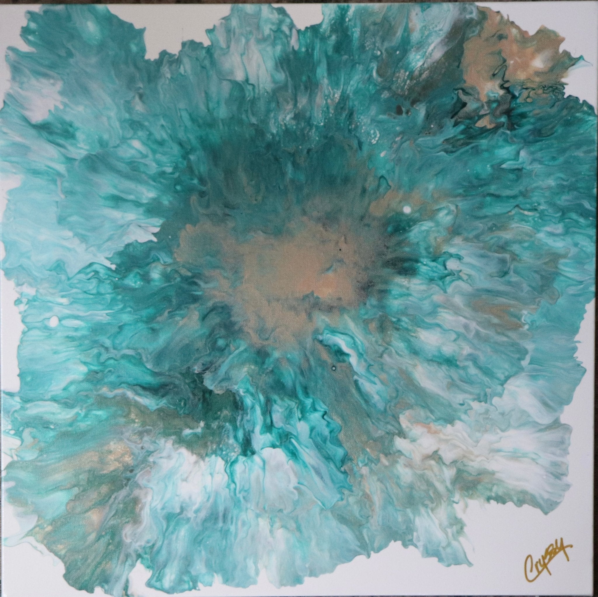 Blue Paisley Dutch Pour — Original Acrylic Pour Painting - The Living Abstract