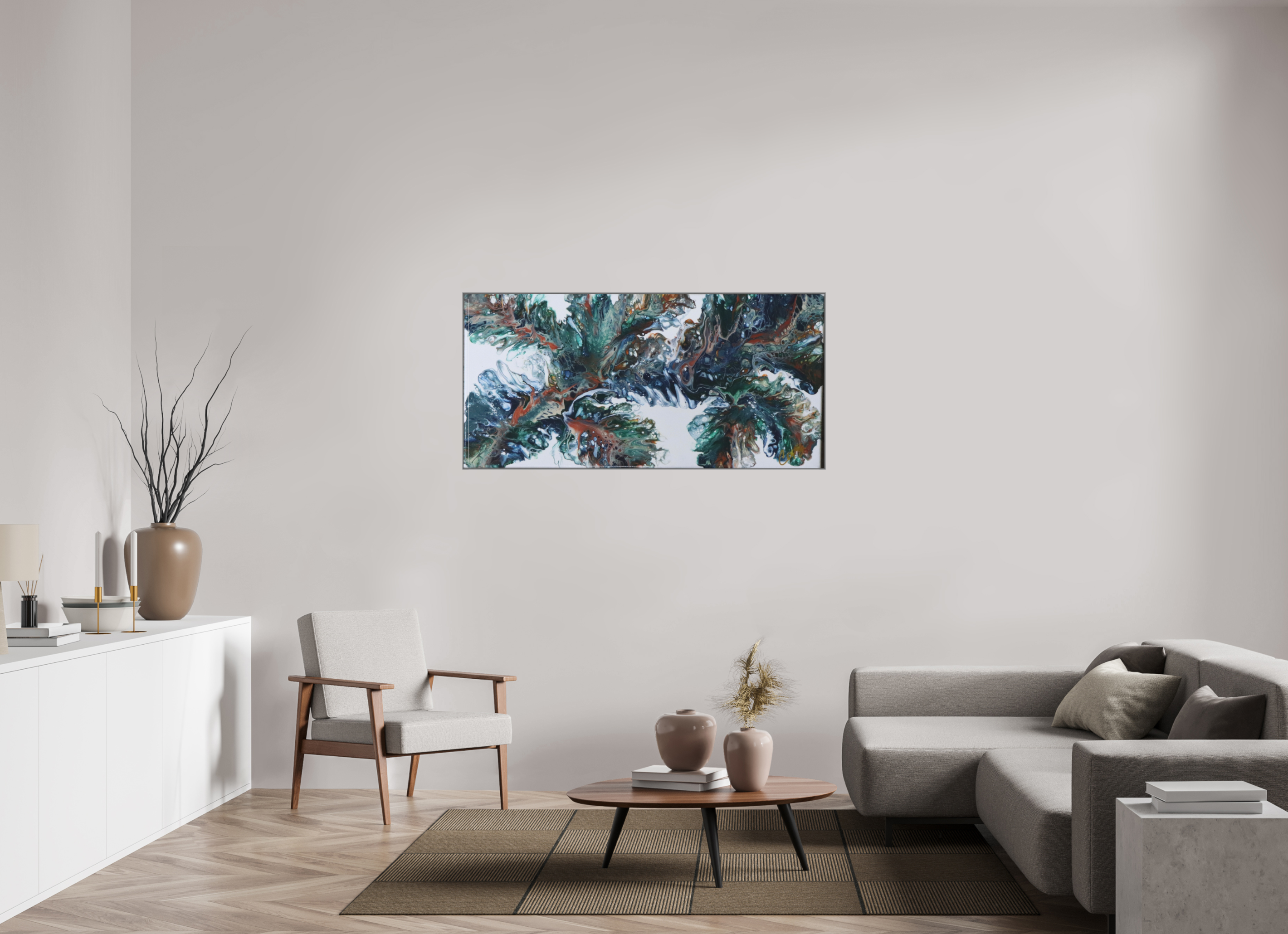 57.8 x 28″, *Aluminum Artbox 1" on fine art paper under acrylic matte glass Kelp of the Sea