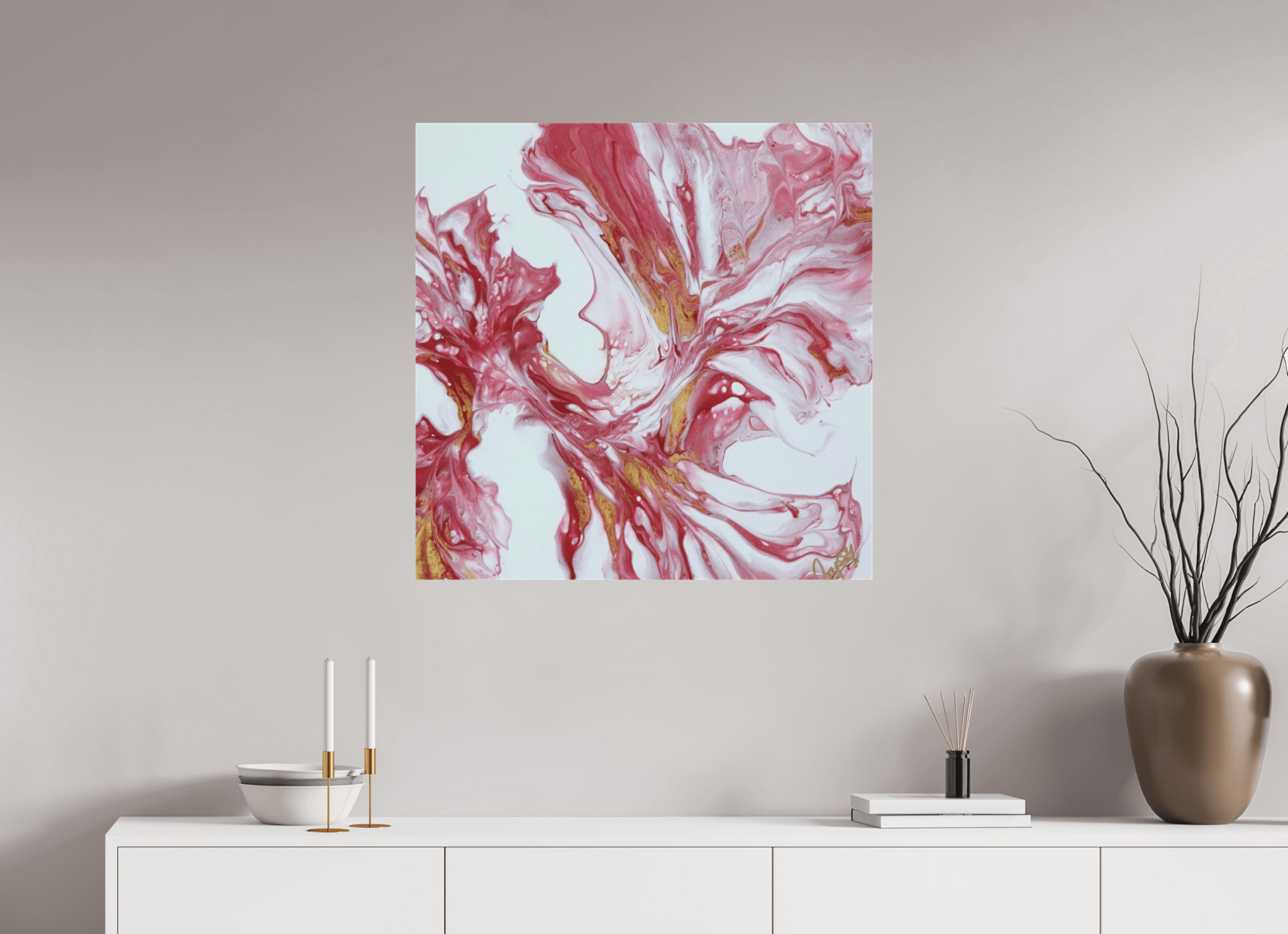 Red and Gold - Original Dutch Pour Painting - The Living Abstract
