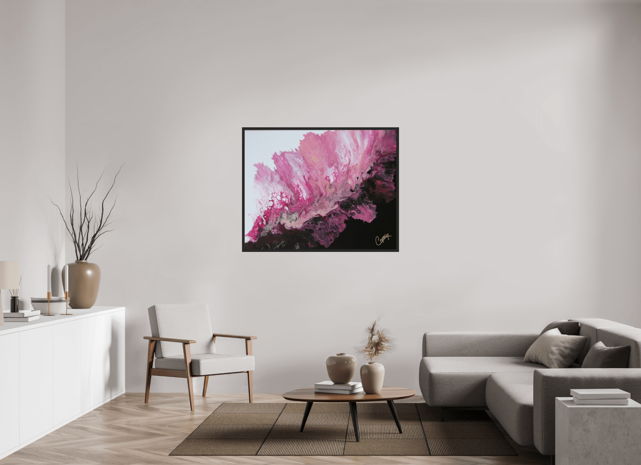 Pink Magma - Original Dutch Pour - The Living Abstract