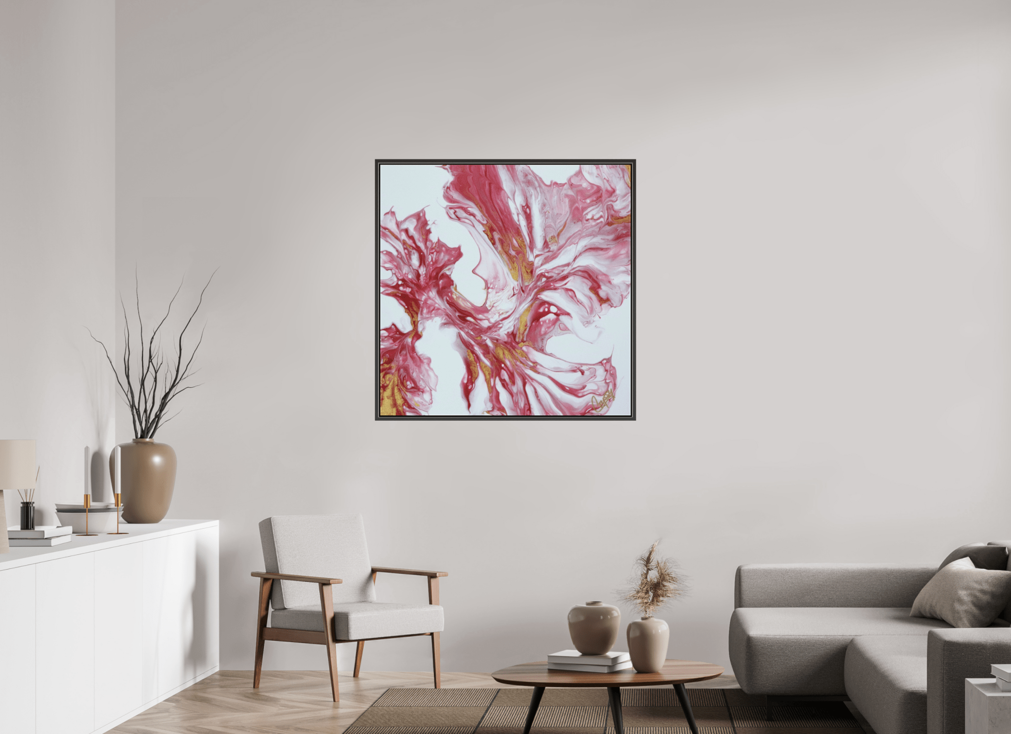 Red and Gold - Original Dutch Pour Painting - The Living Abstract
