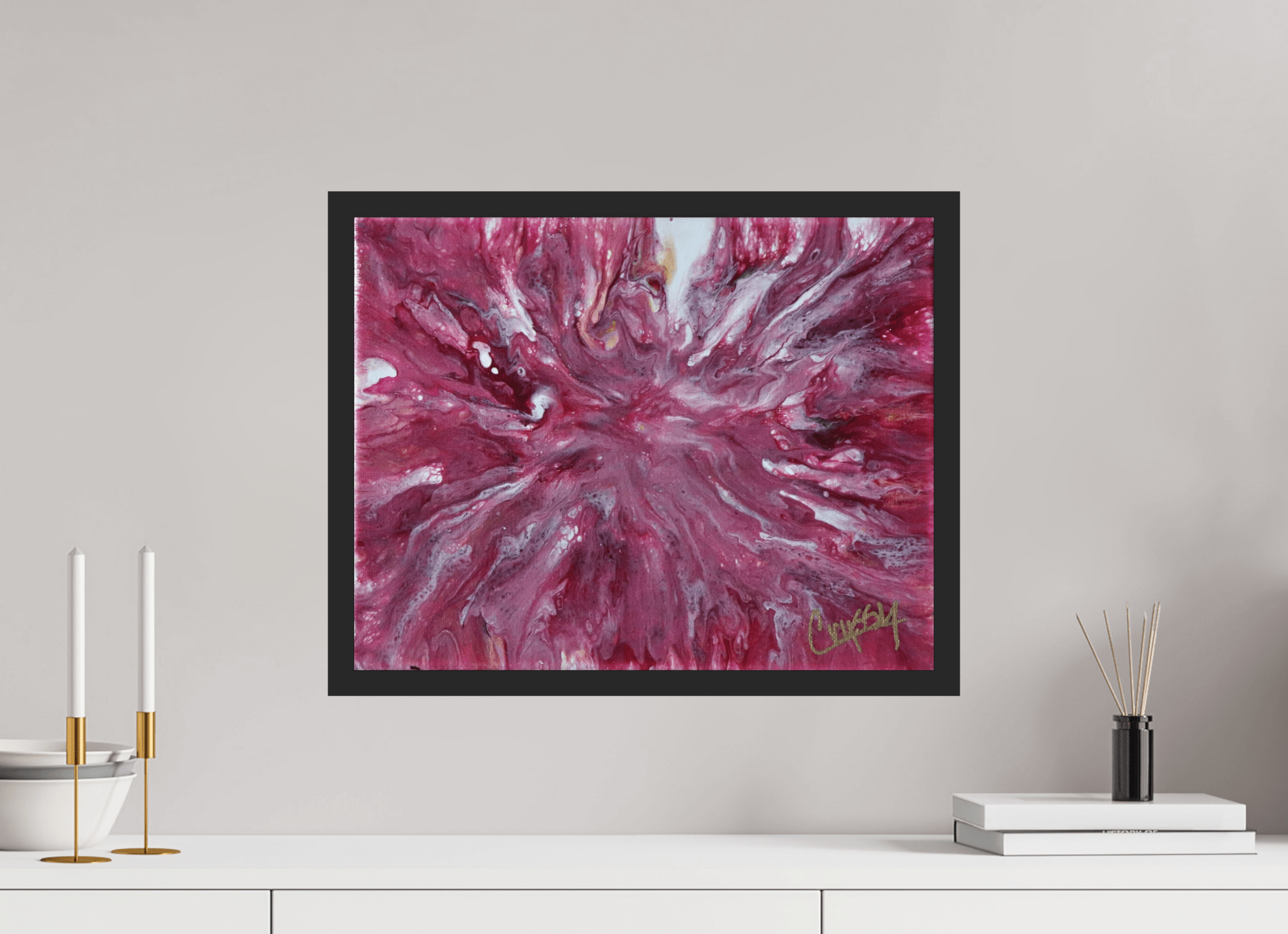 Pink Explosion - Original Dutch Pour Acrylic Painting - The Living Abstract