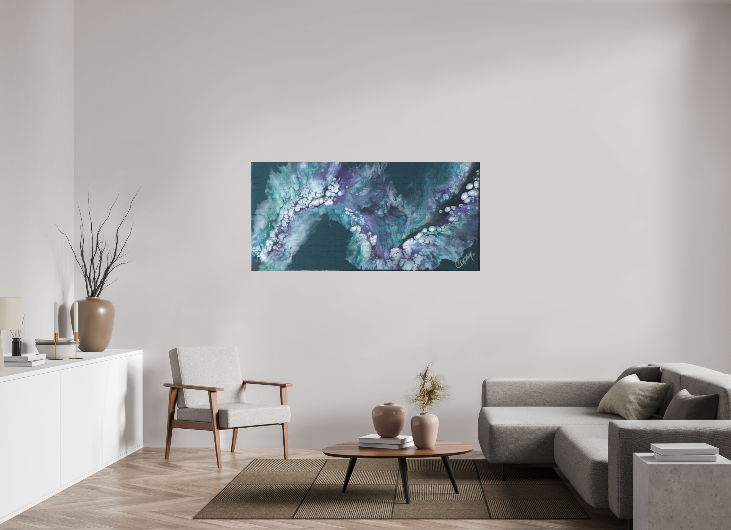 65 x 31″, *SAMPLE Photo Print on Fuji Silk Paper no frame Teal Tidal Wave