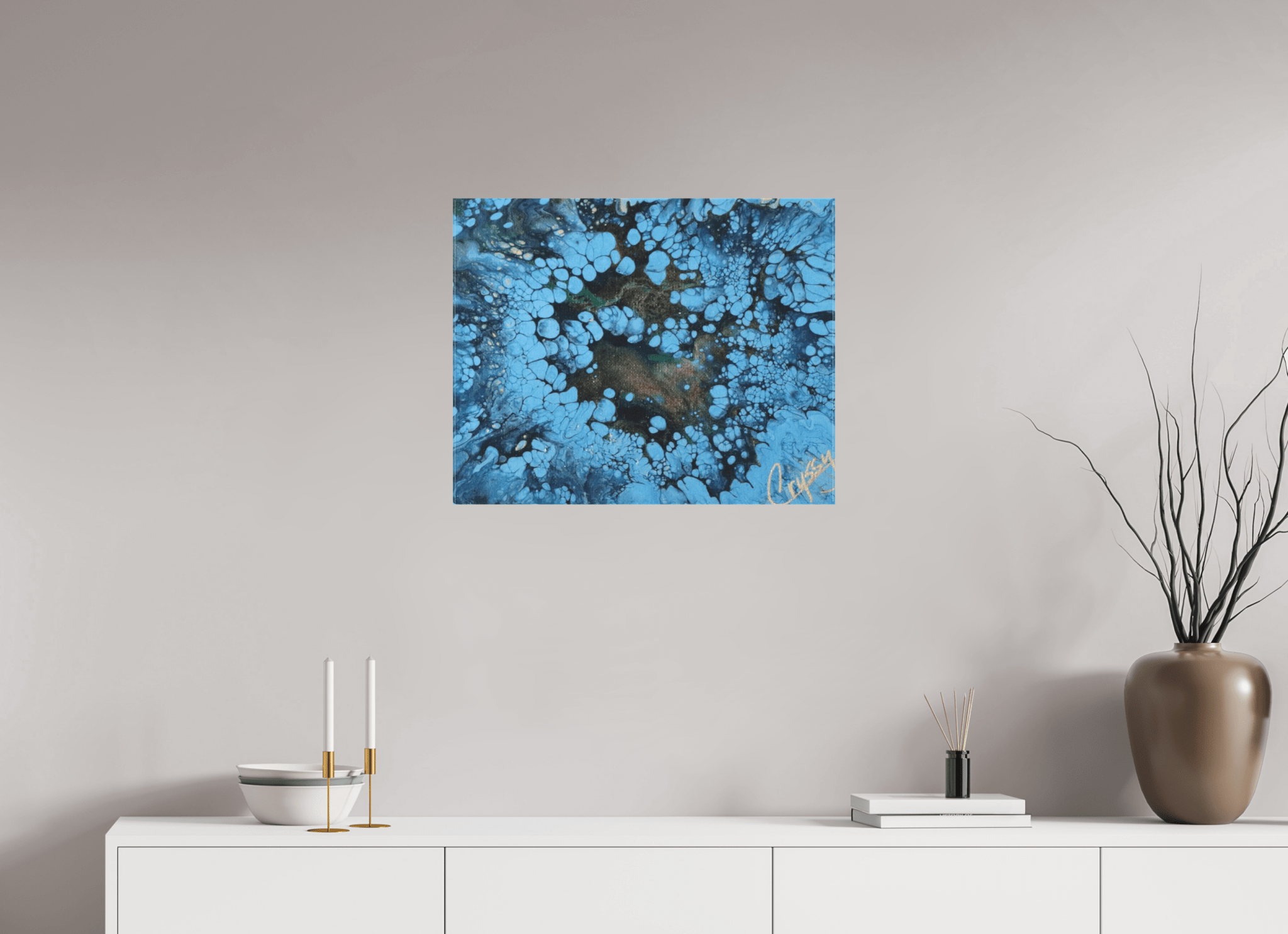 Small Peacock Pour - Original Acrylic Art - The Living Abstract