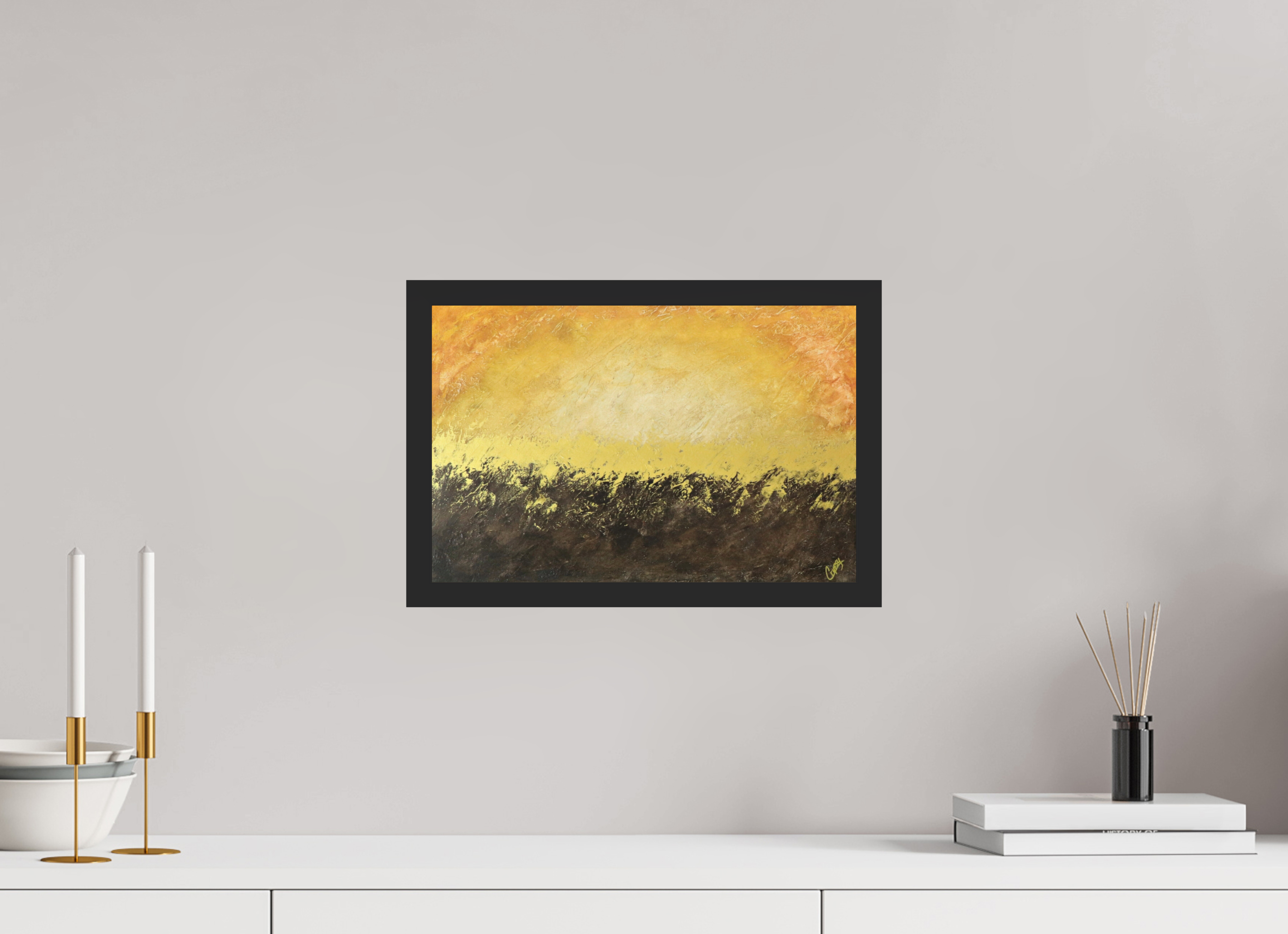 15 x 10″, *Photo Print Under Acrylic Glass Black Matte Frame Golden Sunset