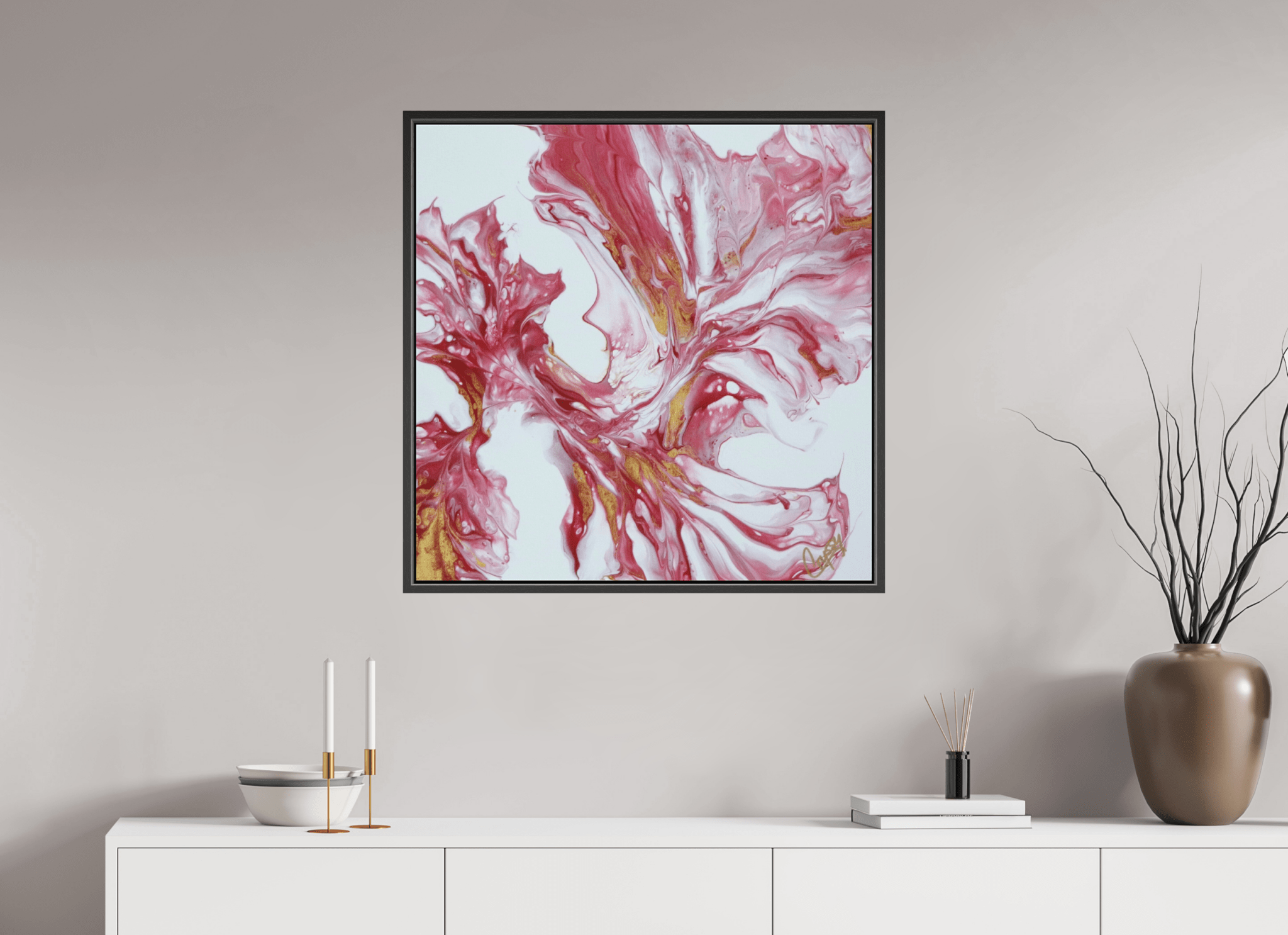 Red and Gold - Original Dutch Pour Painting - The Living Abstract