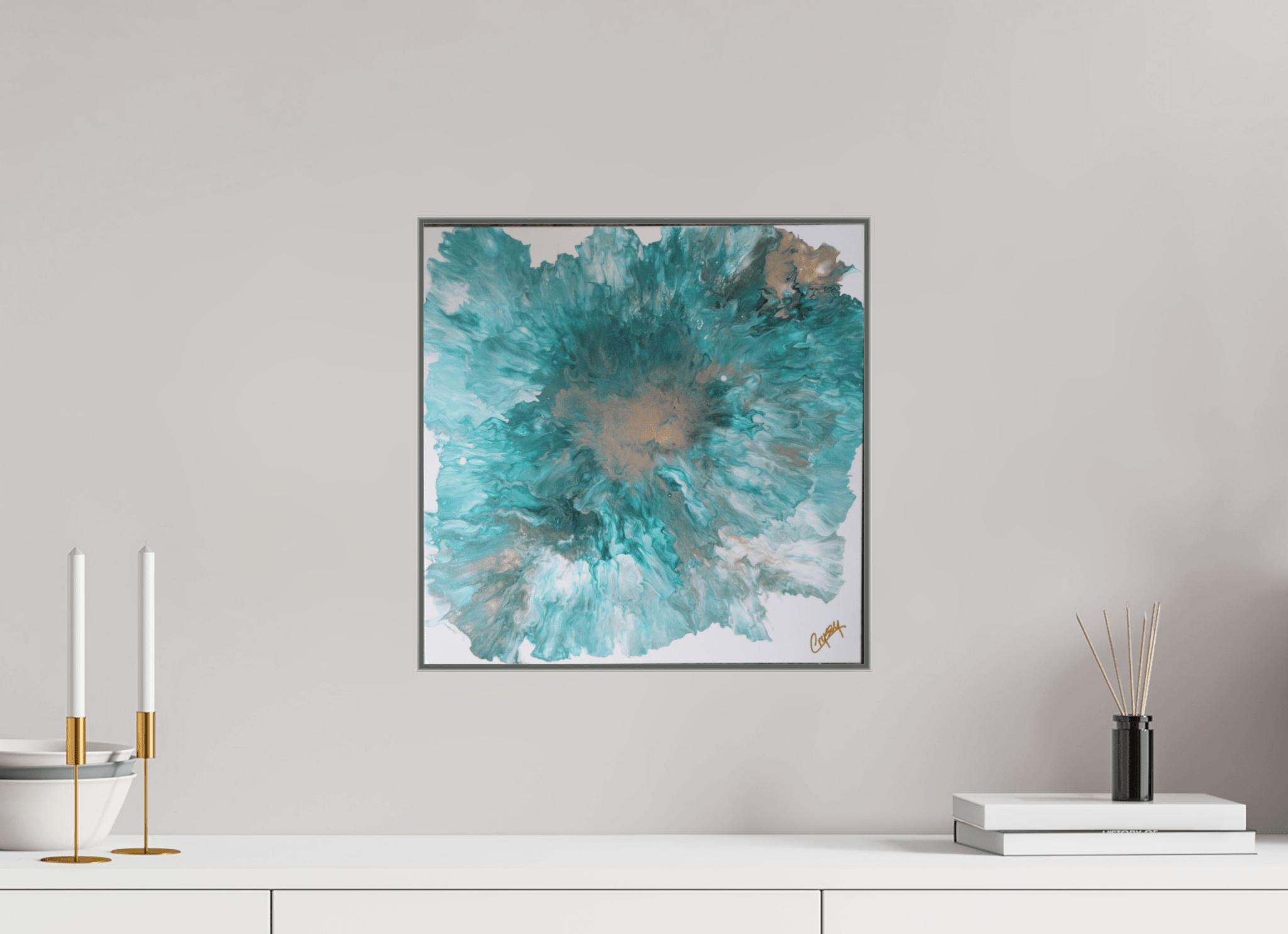 Blue Paisley Dutch Pour - Original Acrylic Dutch Pour Painting - The Living Abstract