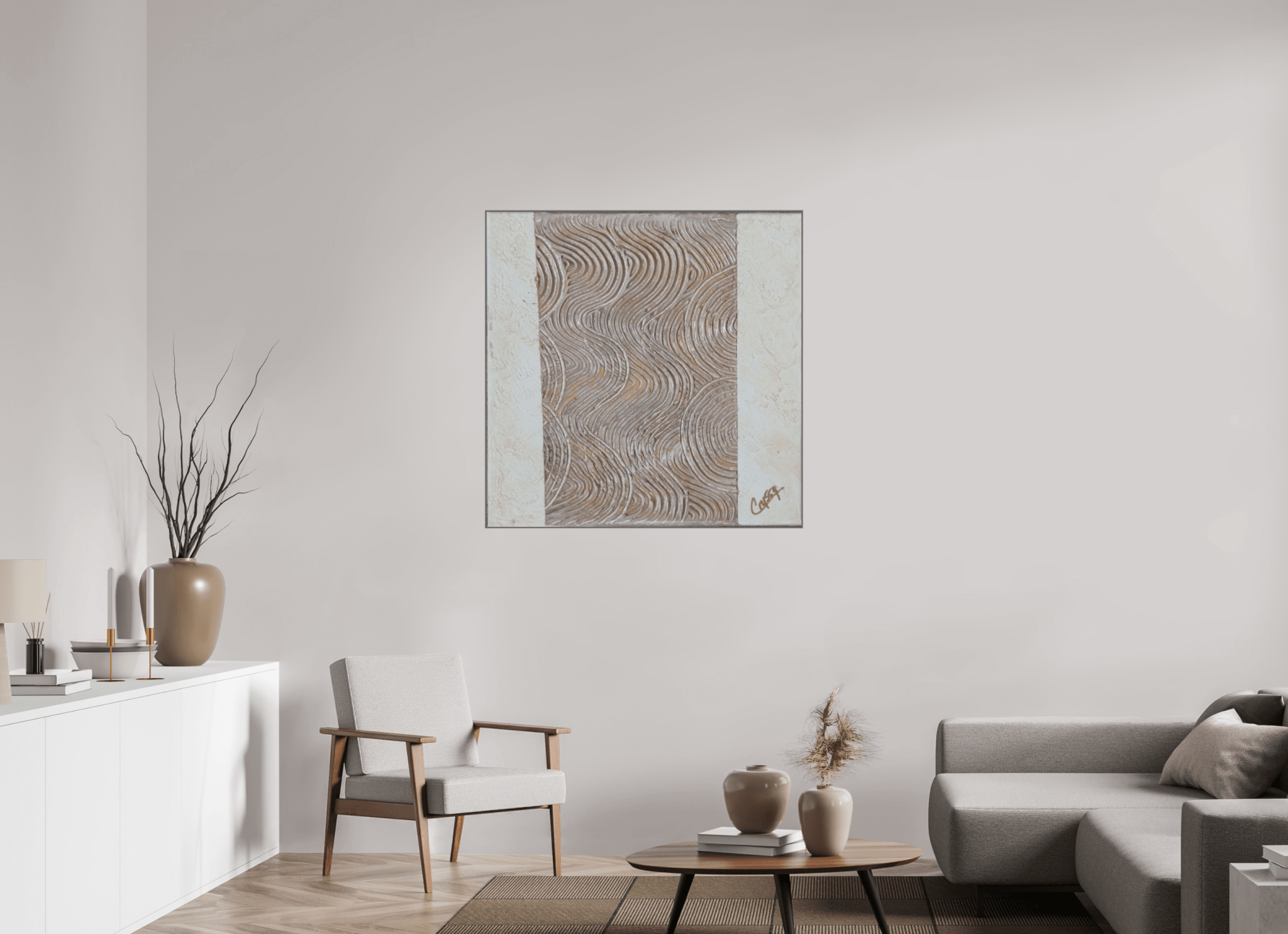 Mocha Tide - Original Textured Painting - The Living Abstract