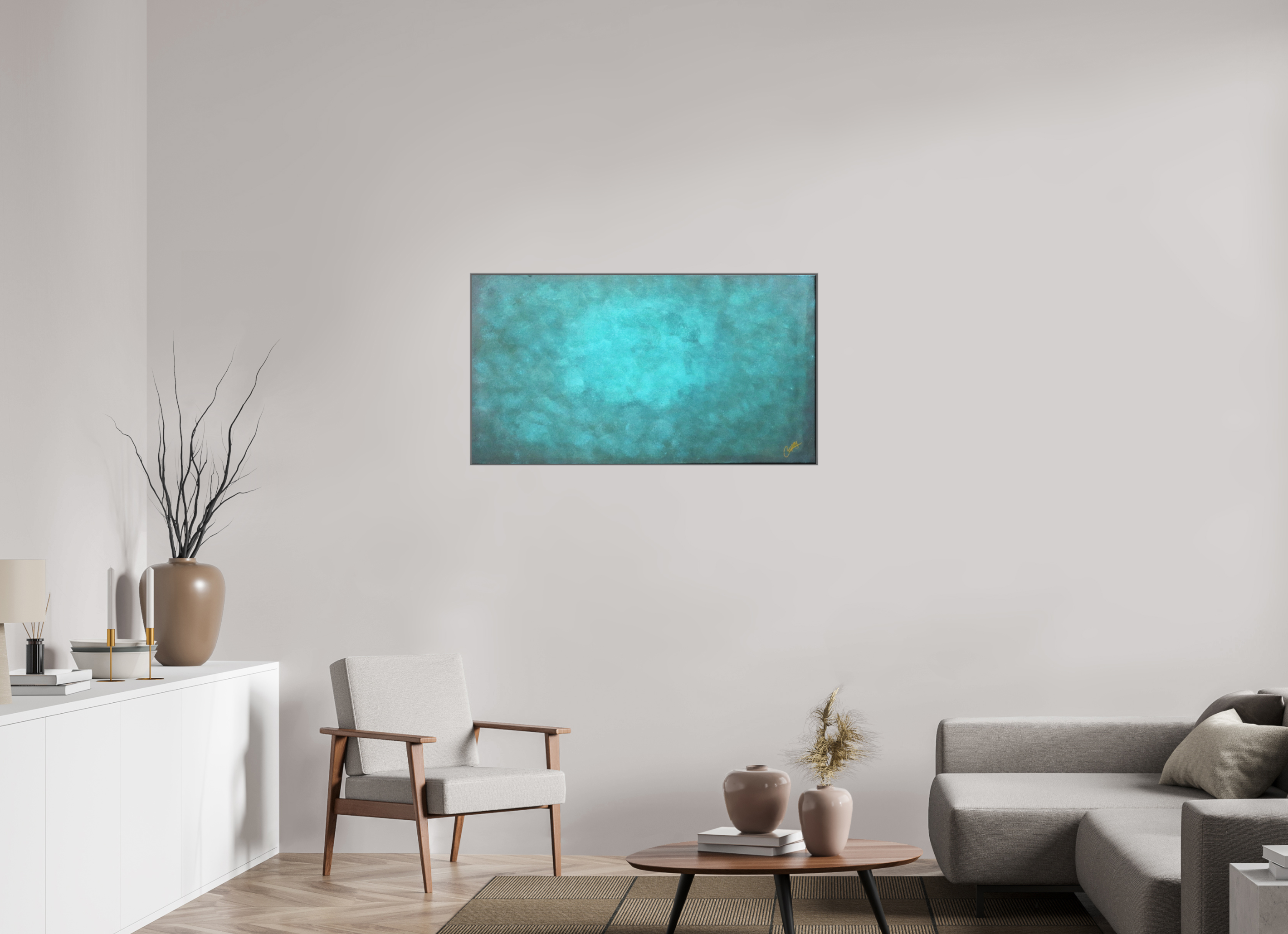 43.8 x 24″, *Aluminum Artbox 1" on fine art paper under acrylic matte glass Emerald Fade