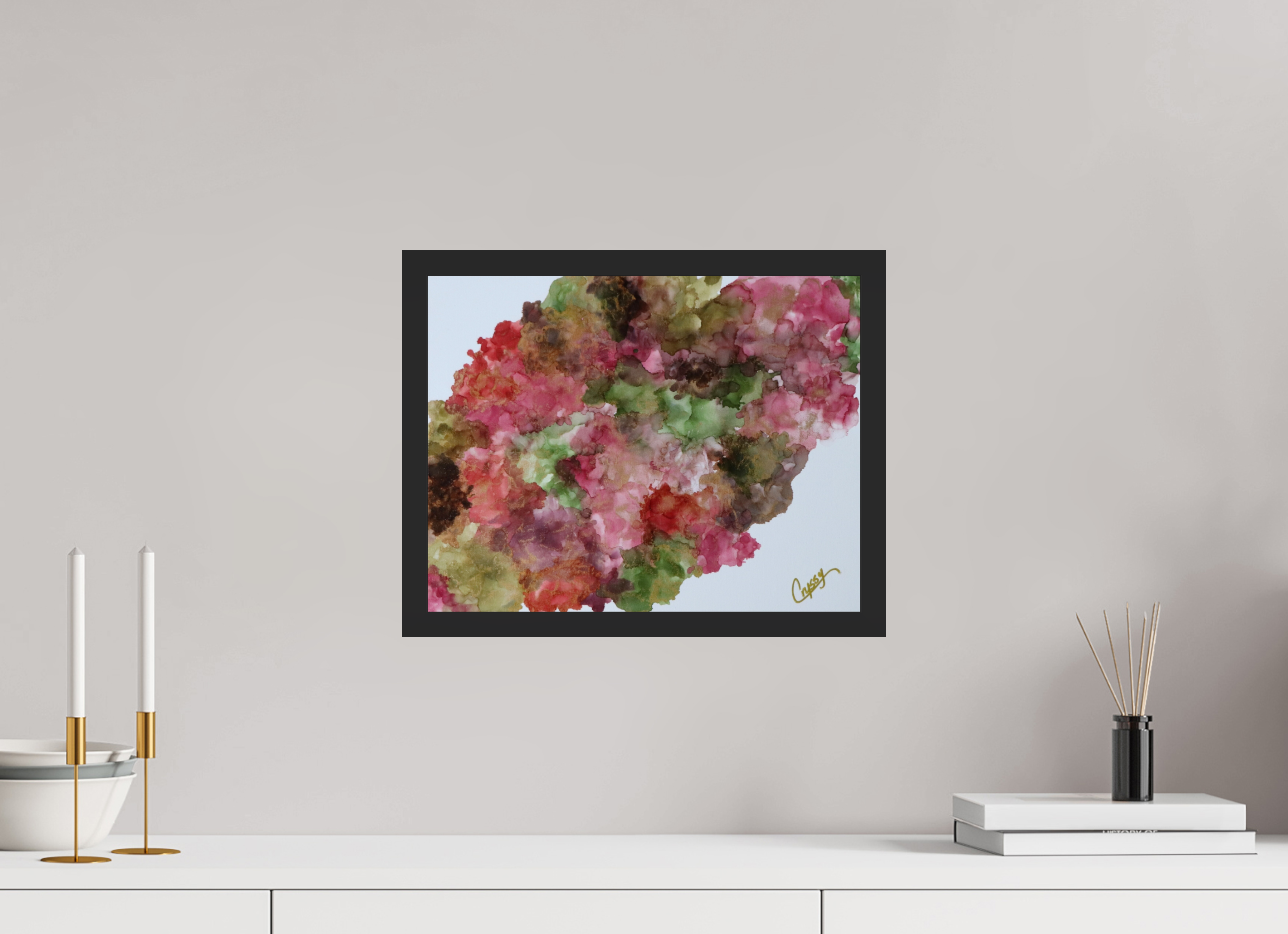 15.3 x 12″, *Photo Print Under Acrylic Glass Black Matte Frame Floral Density