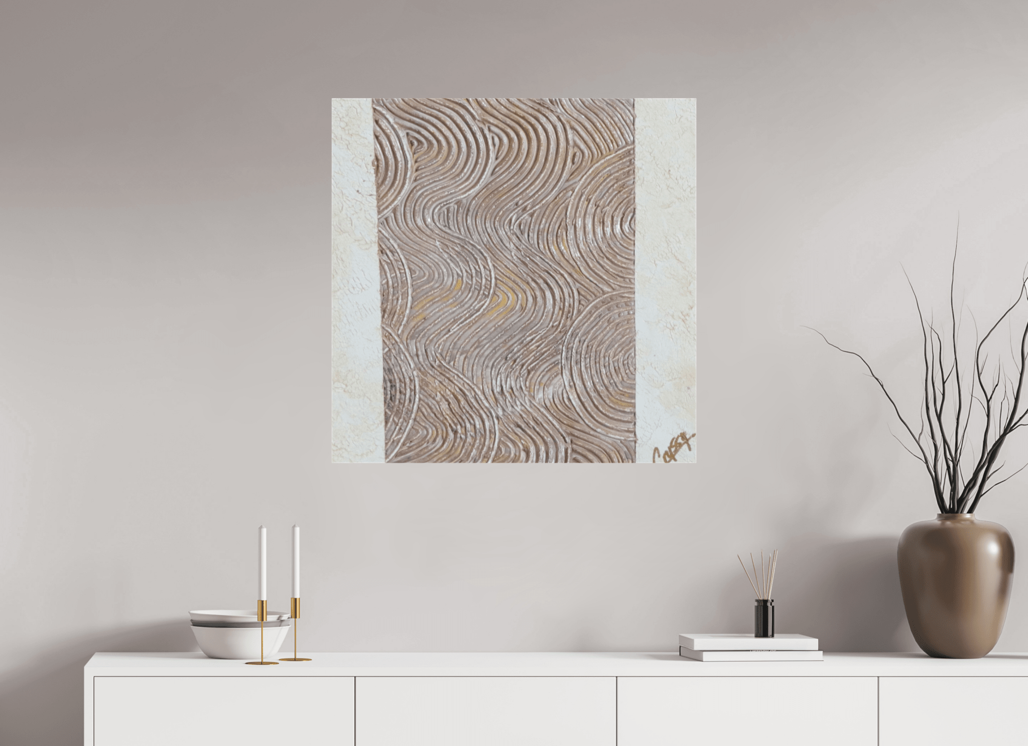 Mocha Tide - Original Textured Painting - The Living Abstract