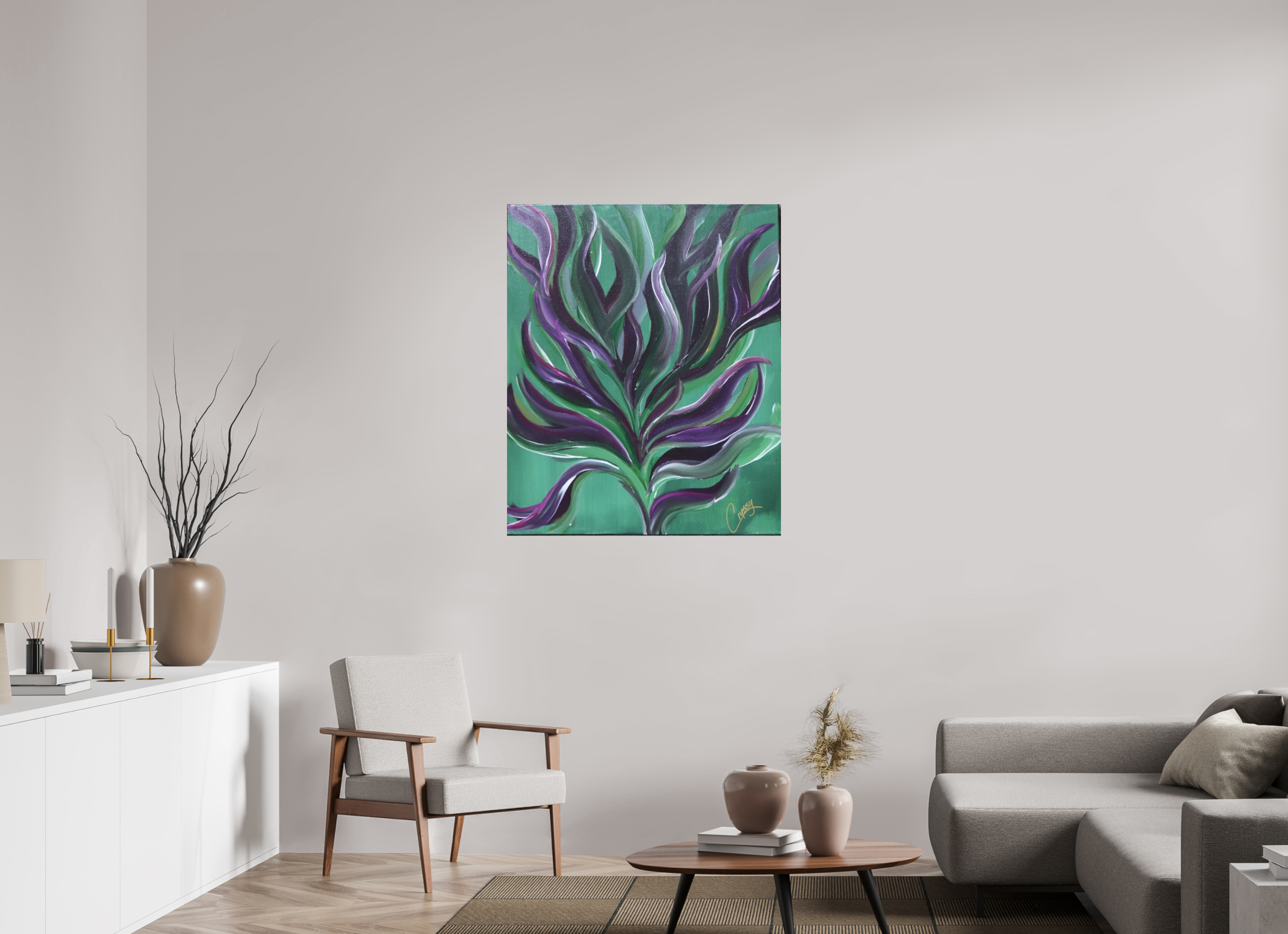 35 x 42.4″, *Photo Print on Fuji Silk Paper No Frame Large Botanical - Original Abstract Acrylic Painting