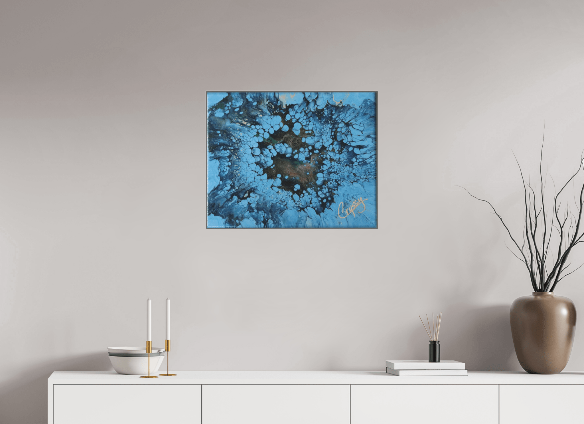 Small Peacock Pour - Original Acrylic Art - The Living Abstract