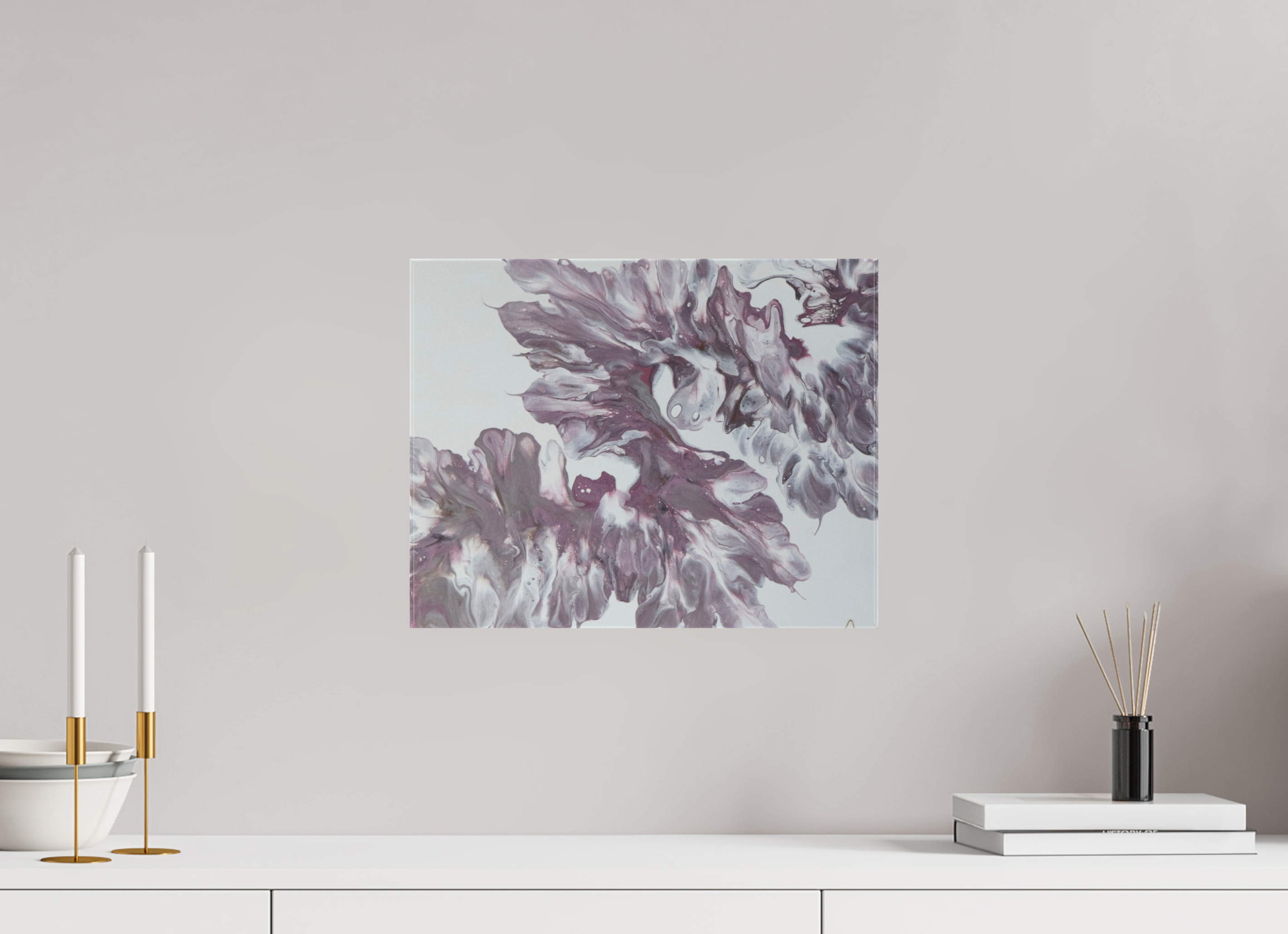 15.3 x 12″, *1.25" Matte Canvas No Frame Pink Dragon - Original Dutch Pour Painting