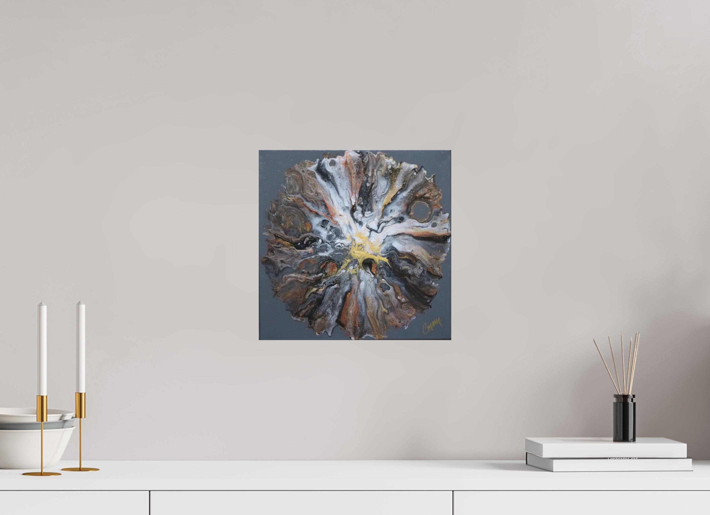 12.2 x 12″, *Photo Print on Fuji Silk with Black Frame copper Bloom