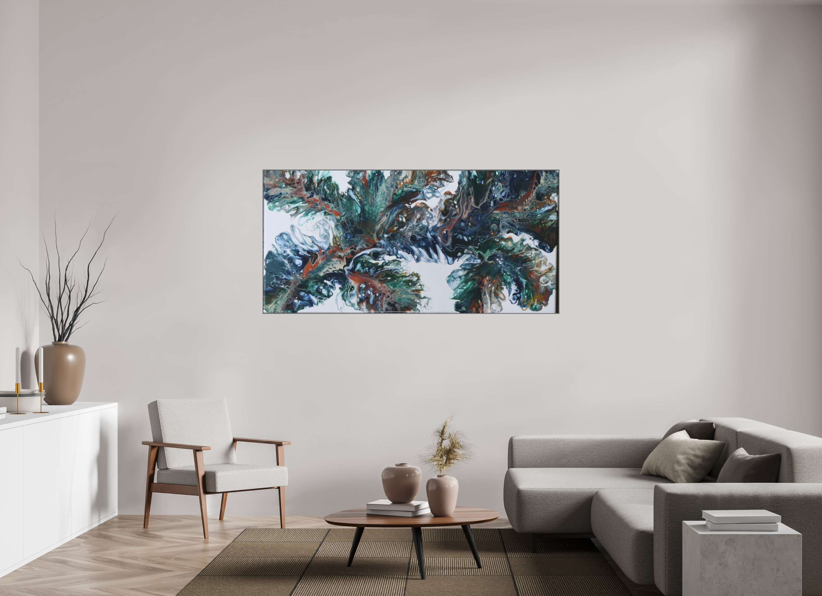 72.3 x 35″, *Aluminum Artbox 1" on fine art paper under acrylic matte glass Kelp of the Sea