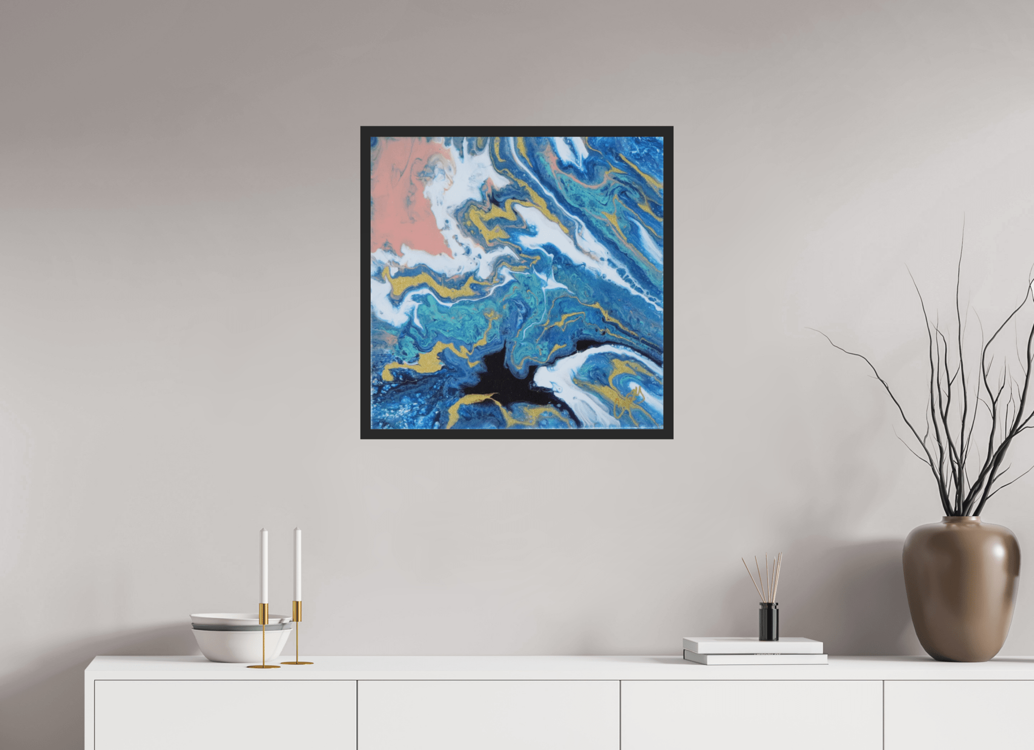 Coastal Blush - Original Tilt Pour Acrylic Painting - The Living Abstract