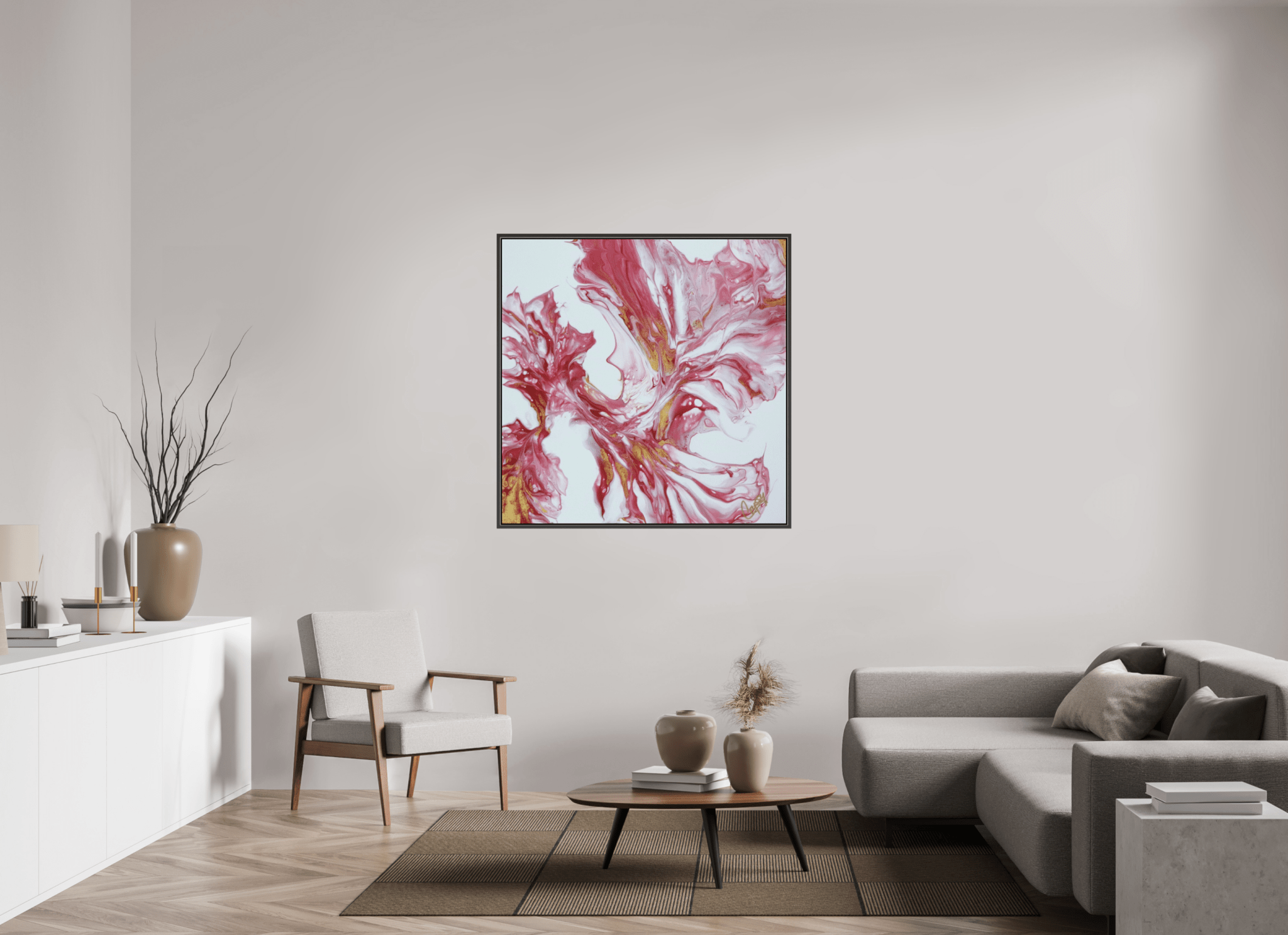 Red and Gold - Original Dutch Pour Painting - The Living Abstract