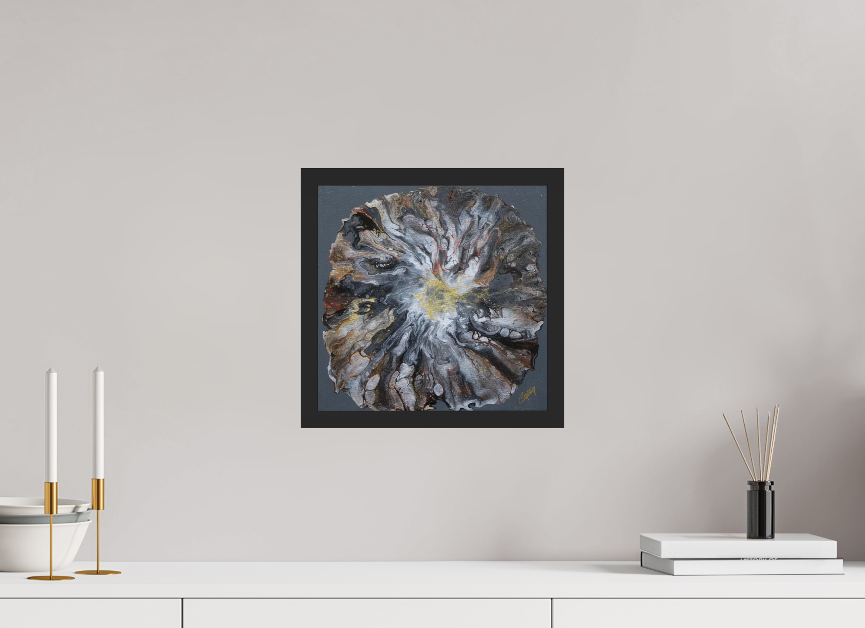 12.2 x 12″, *Photo Print Under Acrylic Glass Black Matte Frame Copper Bloom II