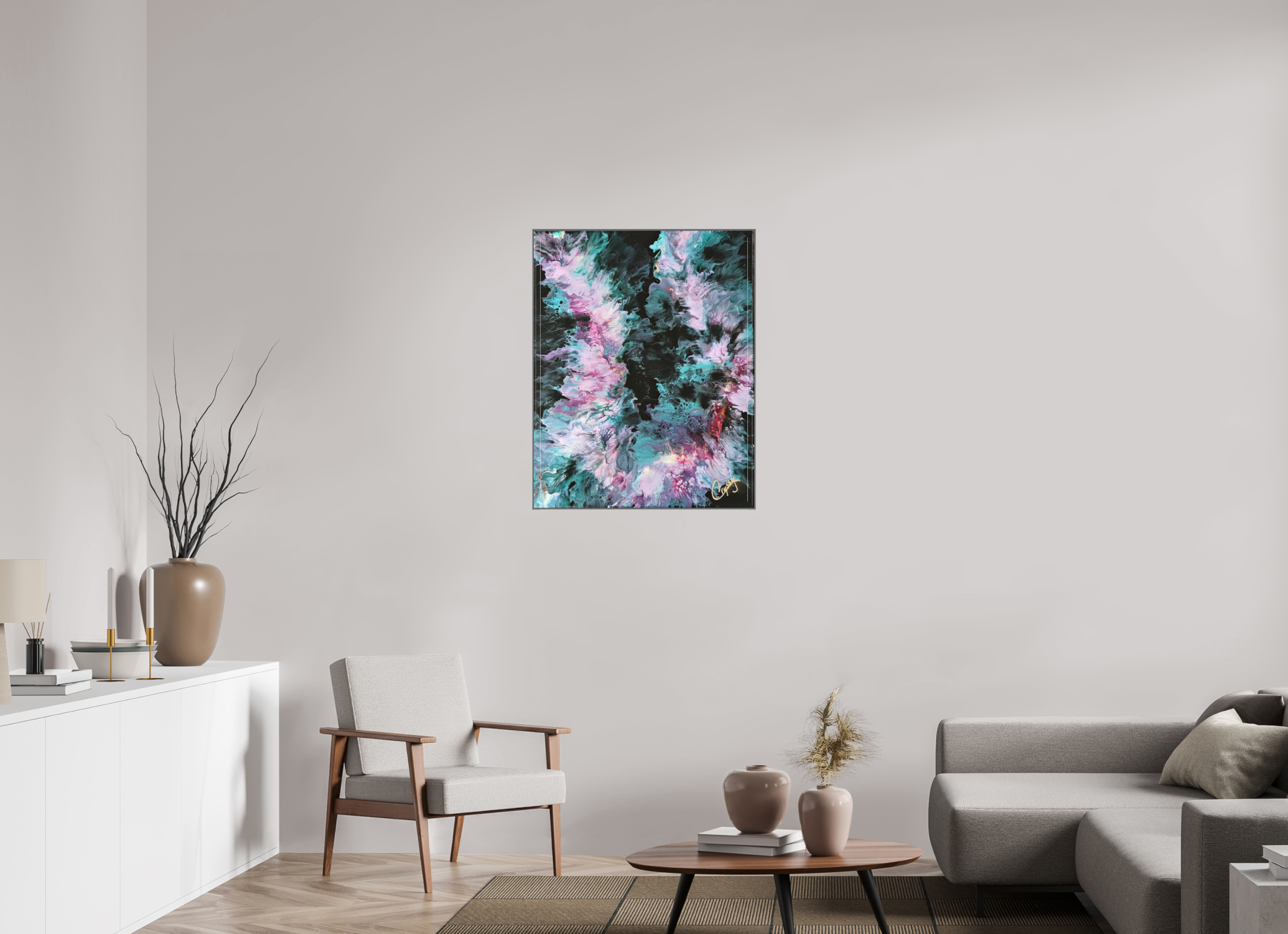 28 x 35.2″, *Aluminum Artbox 1" on fine art paper under acrylic matte glass Hawaiian Lei - Original Tropical Acrylic Painting