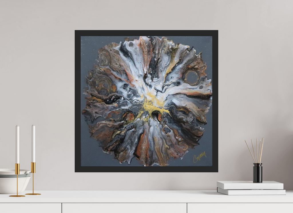 20.2 x 20″, *Photo Print Under Acrylic Glass Black Matte Frame copper Bloom